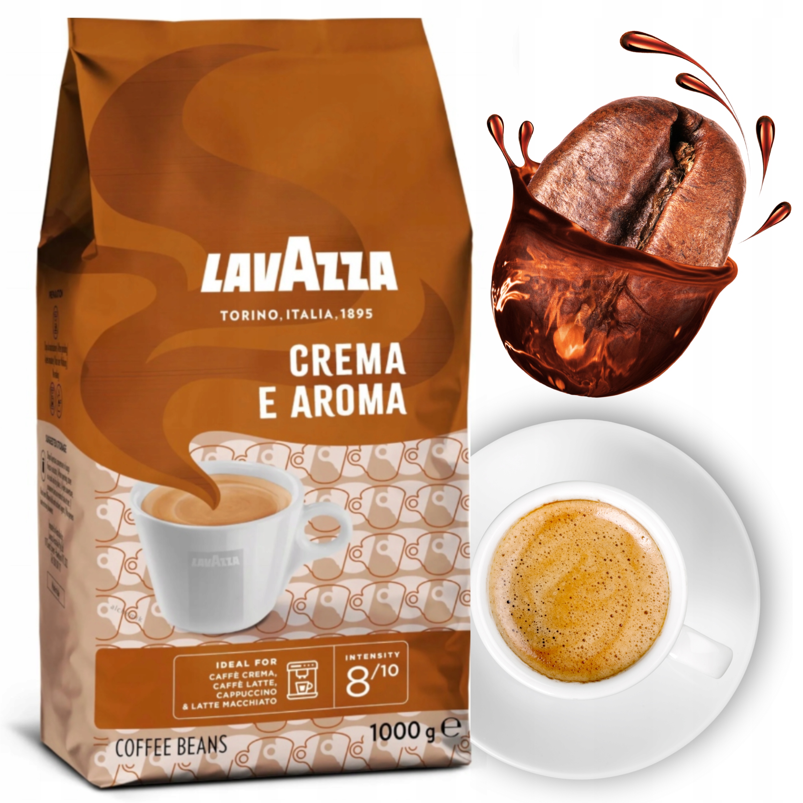 Levně Káva Lavazza Crema e Aroma 1KG Zrnková krémová Silná 8/10 intenzivní