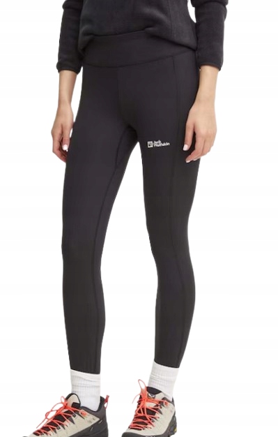 Jack Wolfskin Černé Sportovní Legíny S Dlouhou Kapsou S I4A