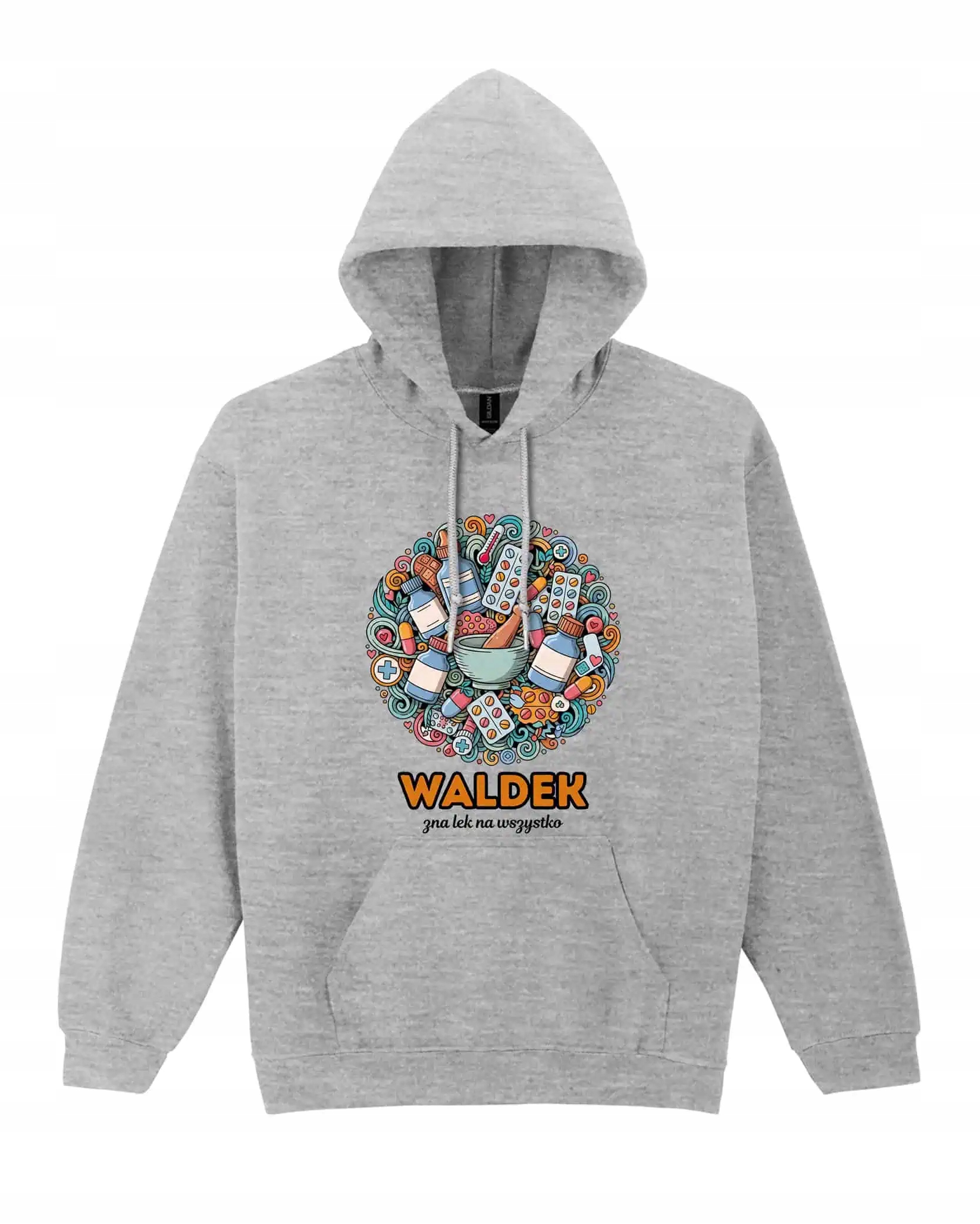 Mikina s kapucí Lékárnička Personalizovaná Ilustrační Šedá L