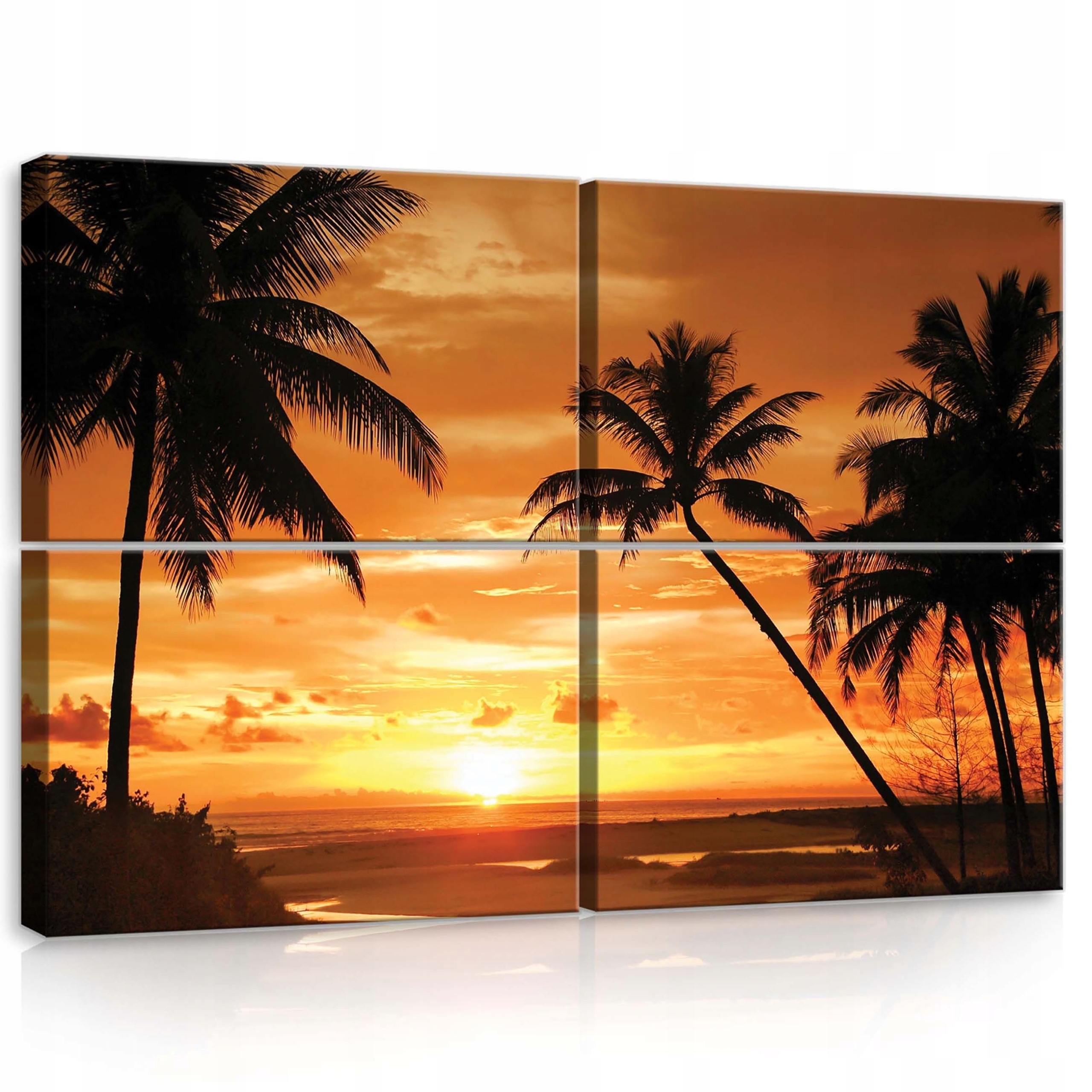 Obraz 120x80 Tropický západ slnka palmy oceán more pláž raj pokoj