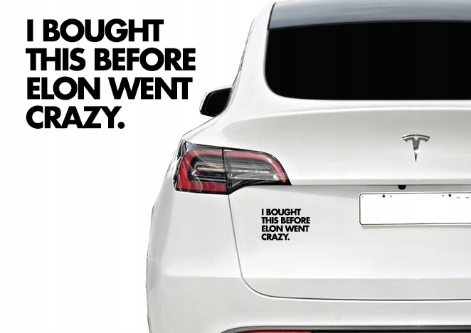 Adesivo Auto "I Bought This Before Elon WENT CRAZY" - 115x60mm, Contorno Bianco, Per Tesla E Non Solo - Foto 6
