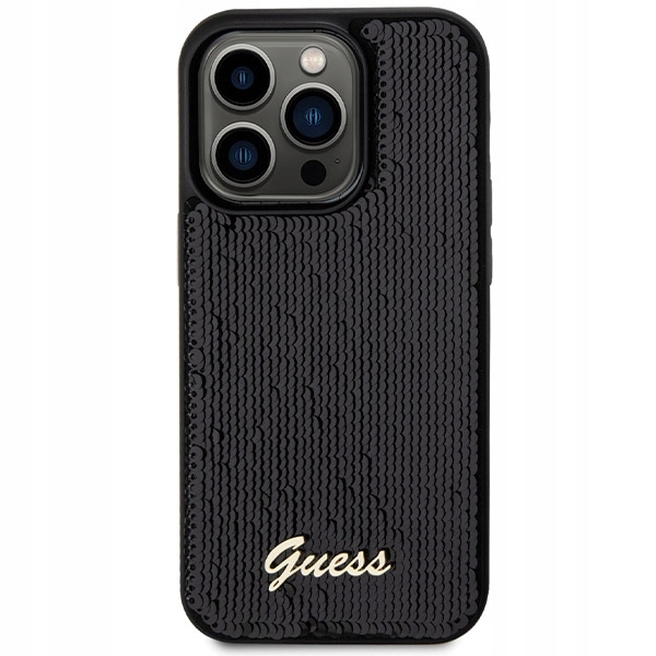 Etui Guess Sequin Script Metal na iPhone 13 Pro 13 czarne Guess