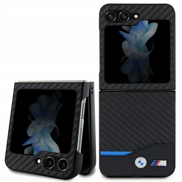 Pouzdro pouzdra Bmw Leather Carbon pro Samsung Galaxy Z Flip 5 černé