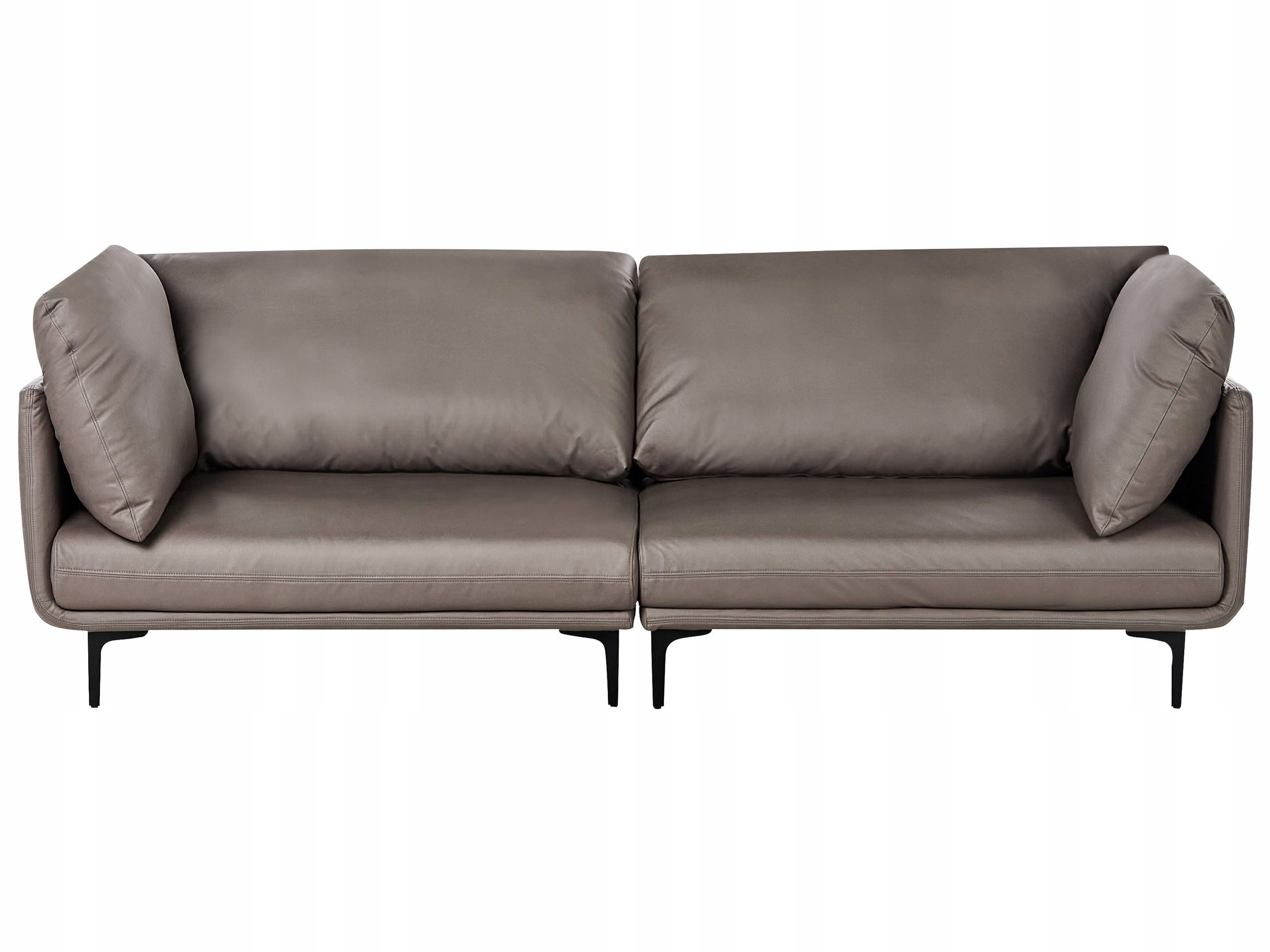 Sofa trzyosobowa z brązową ekoskórą