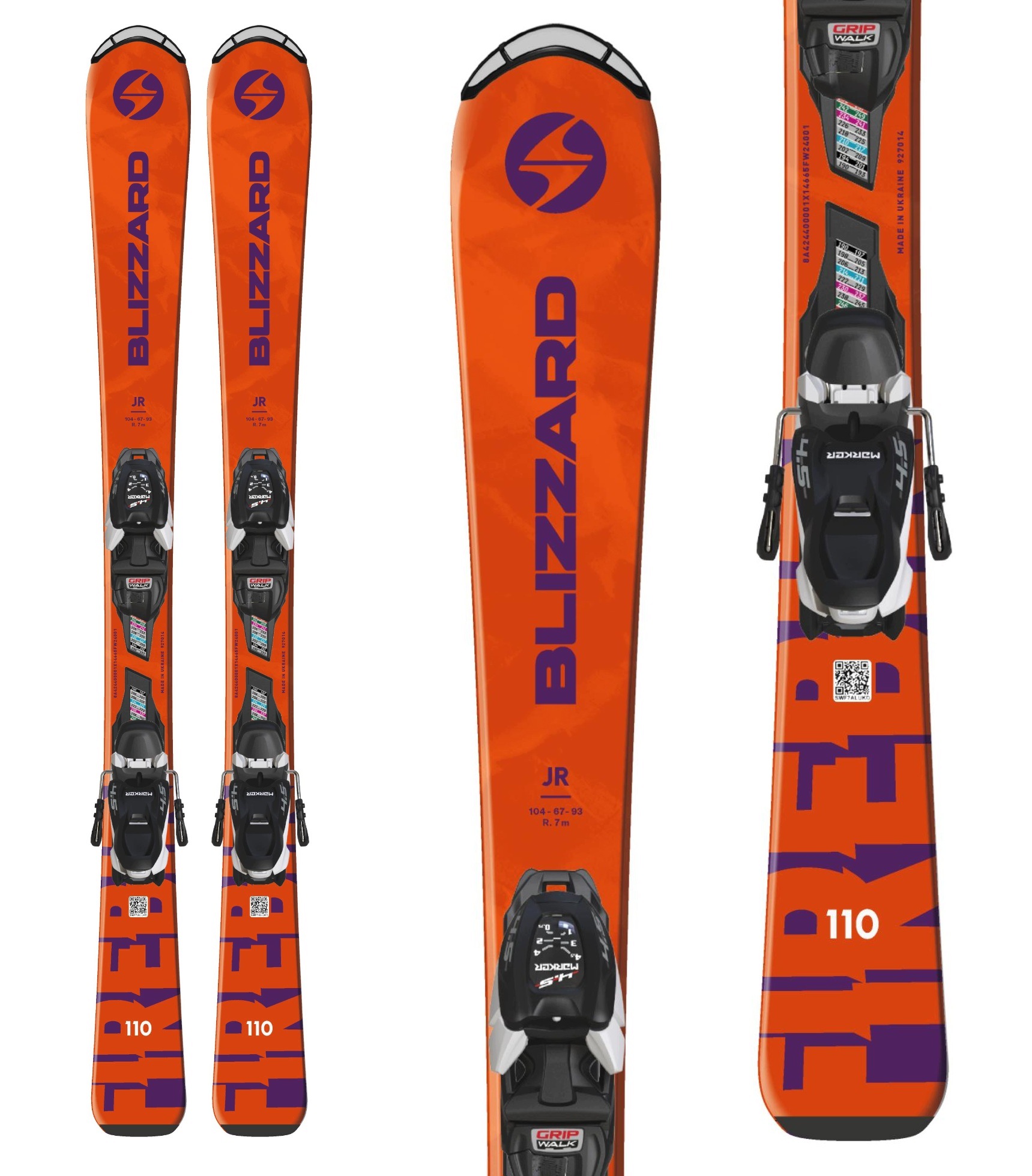Narty Juniorskie Blizzard Firebird Jr +wiązania Marker FDT7 orange 120cm