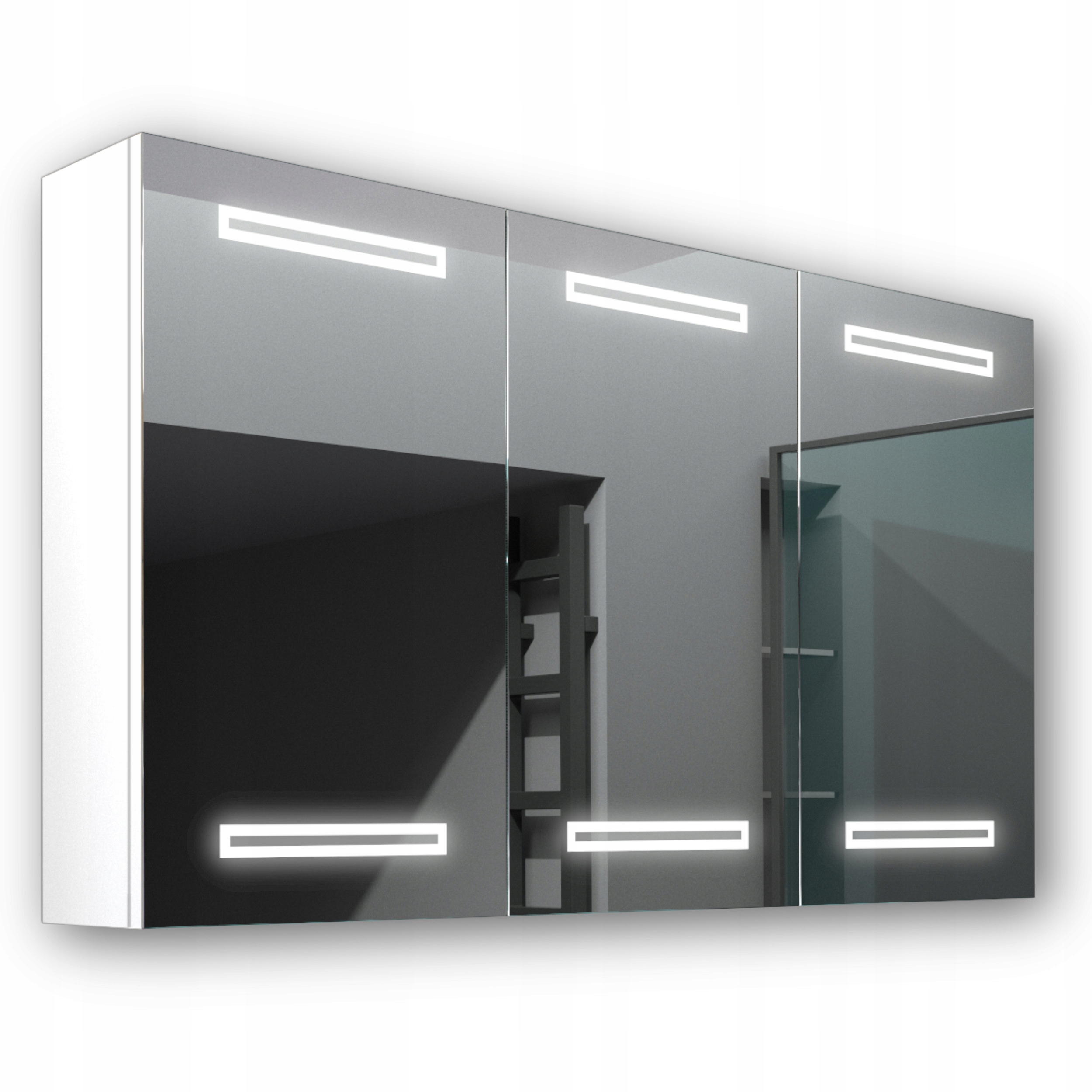 Drevená skrinka 120x70 Led zrkadlo Mars Biela