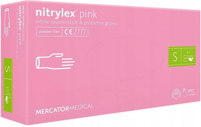 

Rękawice nitrylowe Nitrylex Pink Pf, Mercator S