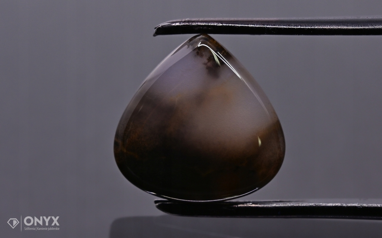 Dendritový achát z Kazachstánu mělký slzný 14,5x14