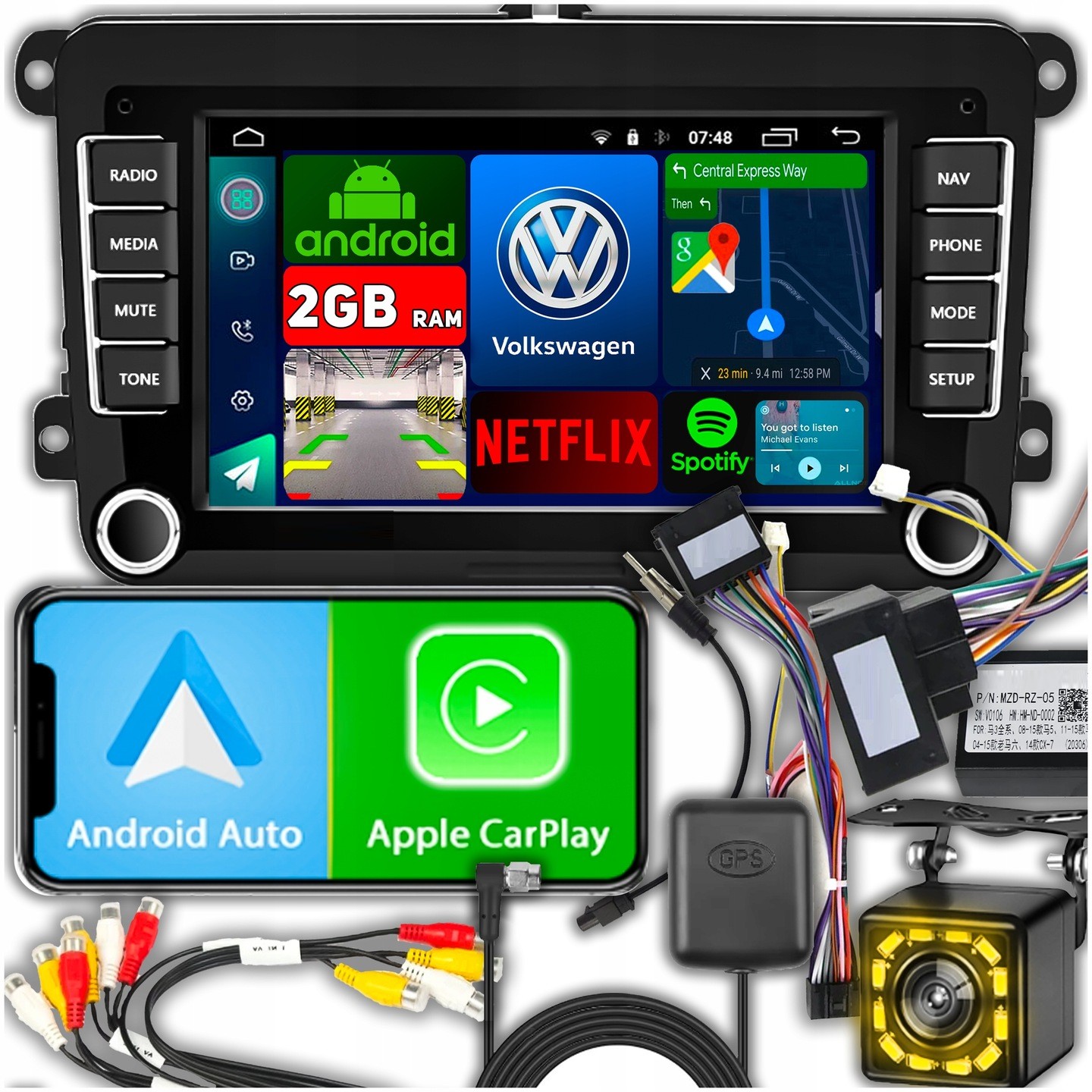 Radio pro Volkswagen Seat Skoda Vw Passat B6 B7 Golf 5 V 6 VI Android WiFi