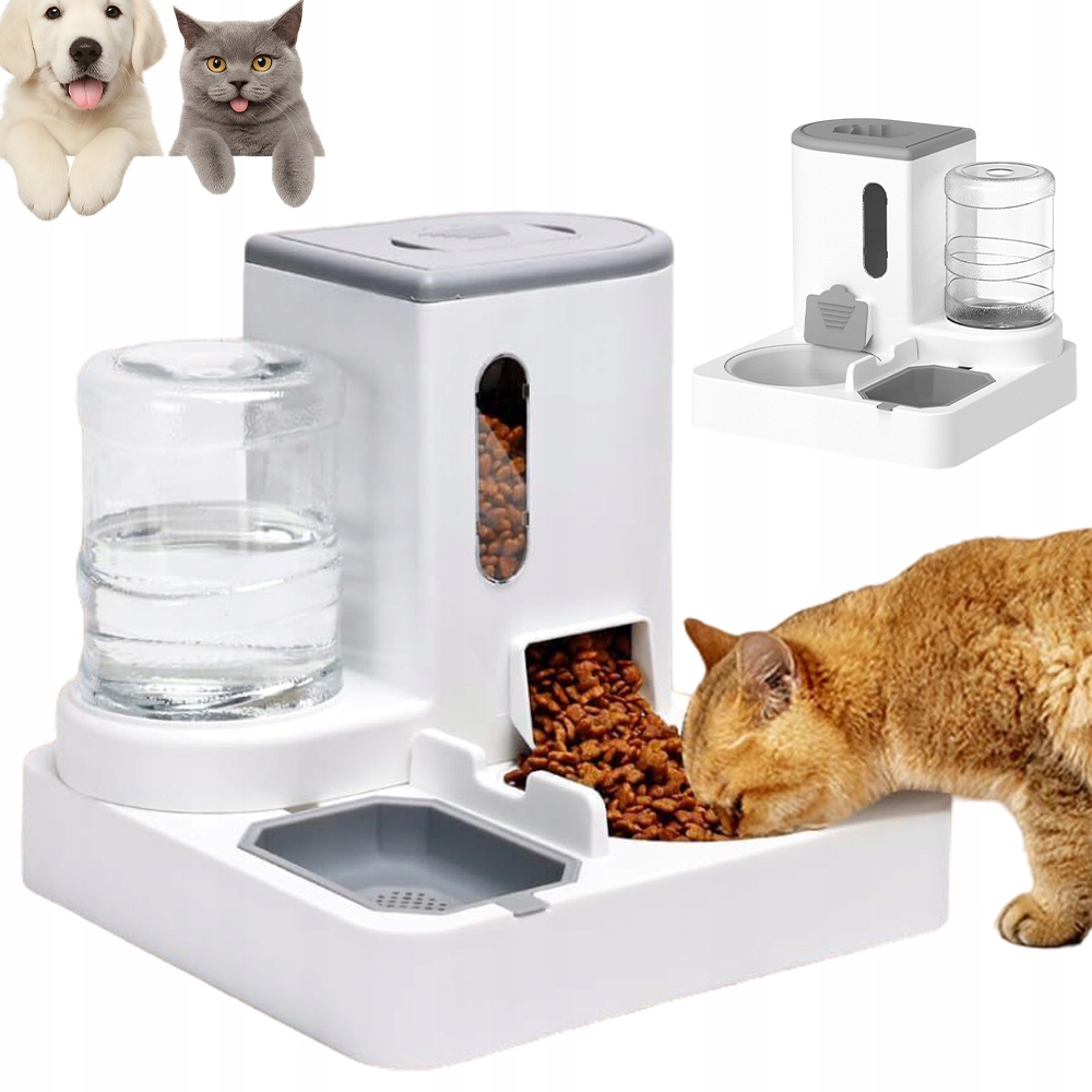 Levně Výdejník Vody A Krmiva 2V1 Miska Pro Kočky A Psa Dávkovač Napáječka 2.2 L 1 L