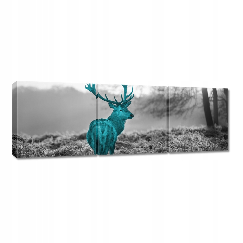 

Obrazy 90x30 Turkusowy jeleń z porożem