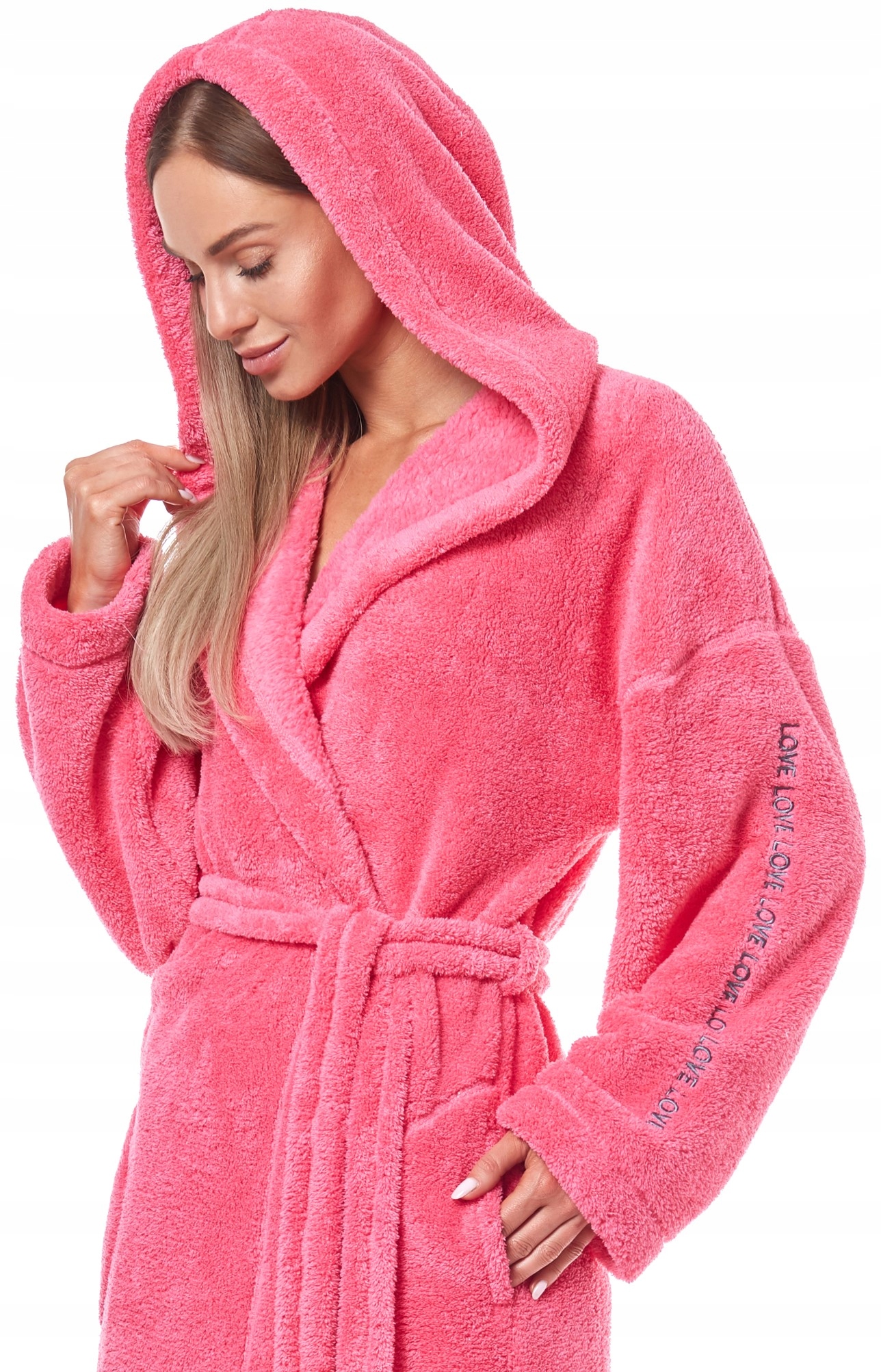 LOVE KRÓTKI PUCHOWY DAMSKI SZLAFROK PODOMKA L Rękaw długi rękaw