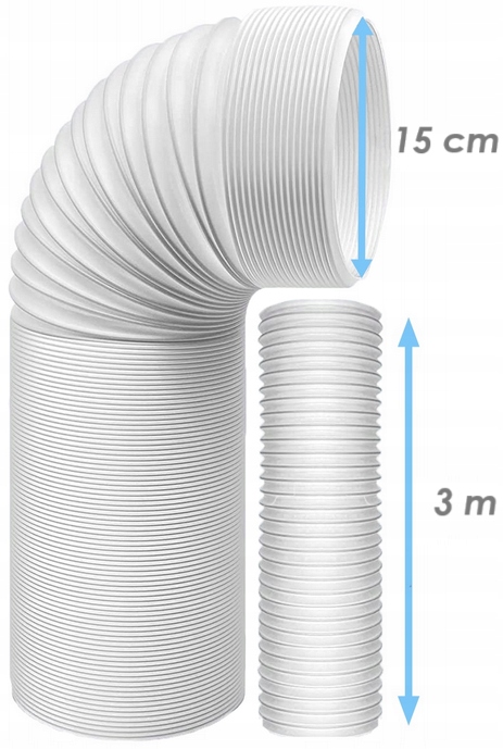 RURA DO KLIMATYZACJI DŁUGOŚĆ 3m ŚREDNICA 15cm MOCNA ELASTYCZNA HARMONIJKA