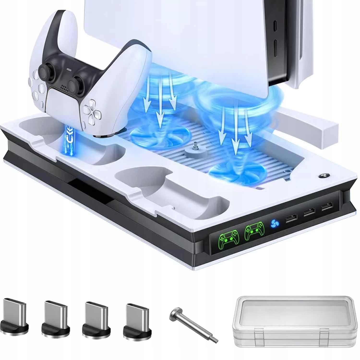 Stacja Chłodząca Podstawka Led na PS5/Digital Edition 2x Pady Gry Ładowarka