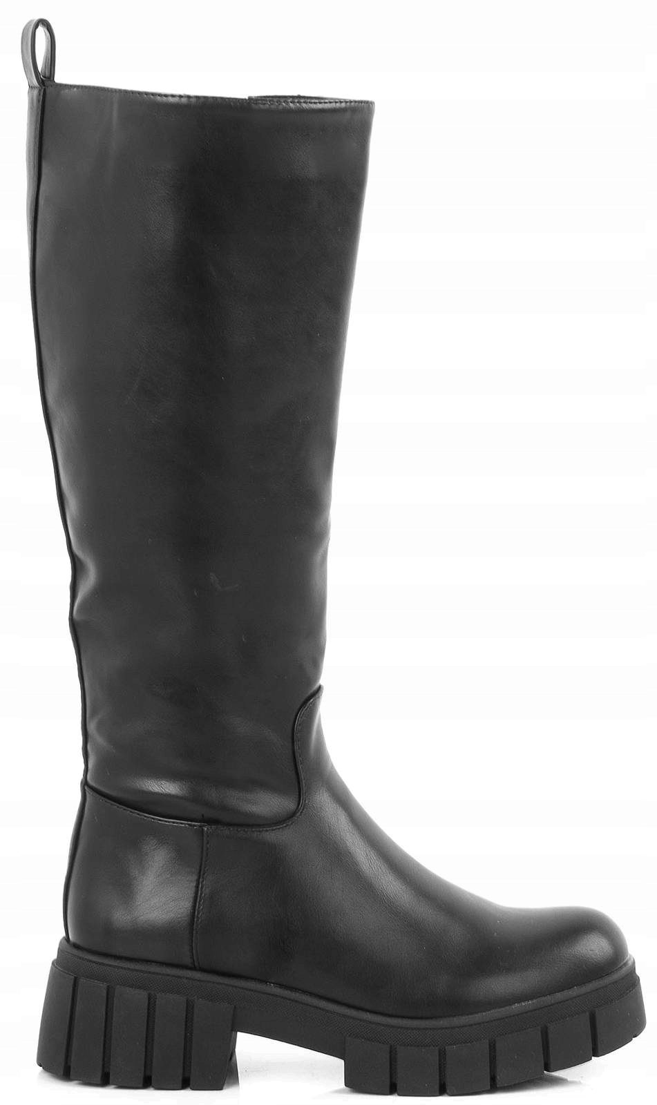 

6917 Czarne Skórzane Kozaki Platforma 39