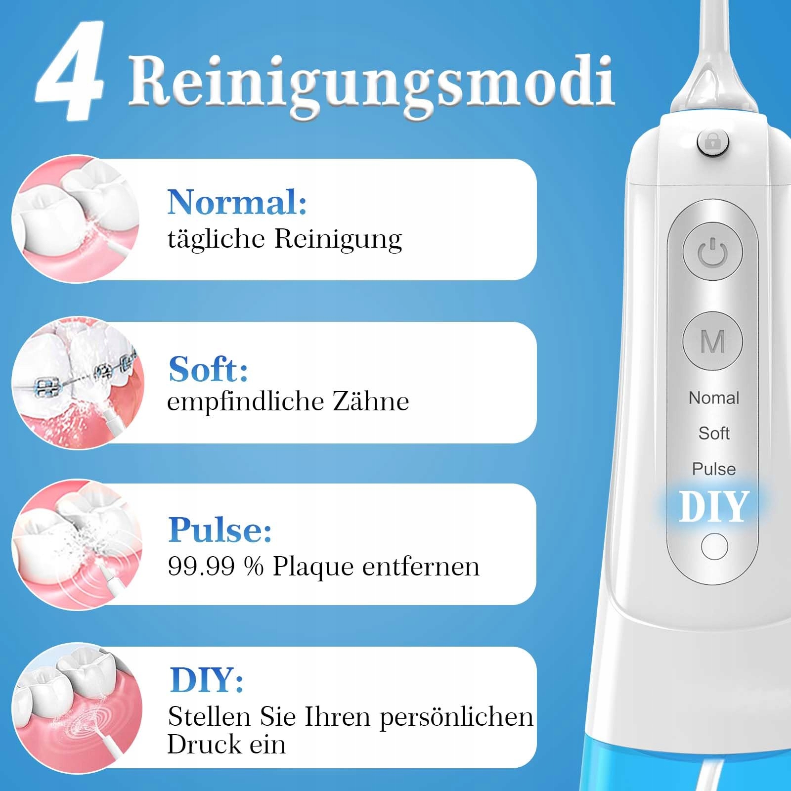SURFOU Bezprzewodowy Irygator Do Zębów Elektryczna Nić Dentystyczna — miniatura 3