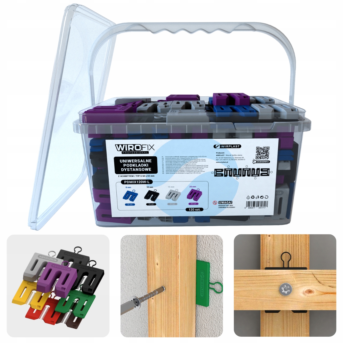 Podkładki dystansowe wyrównujące Duże do poziomowania Z Uchwytem 120 szt.