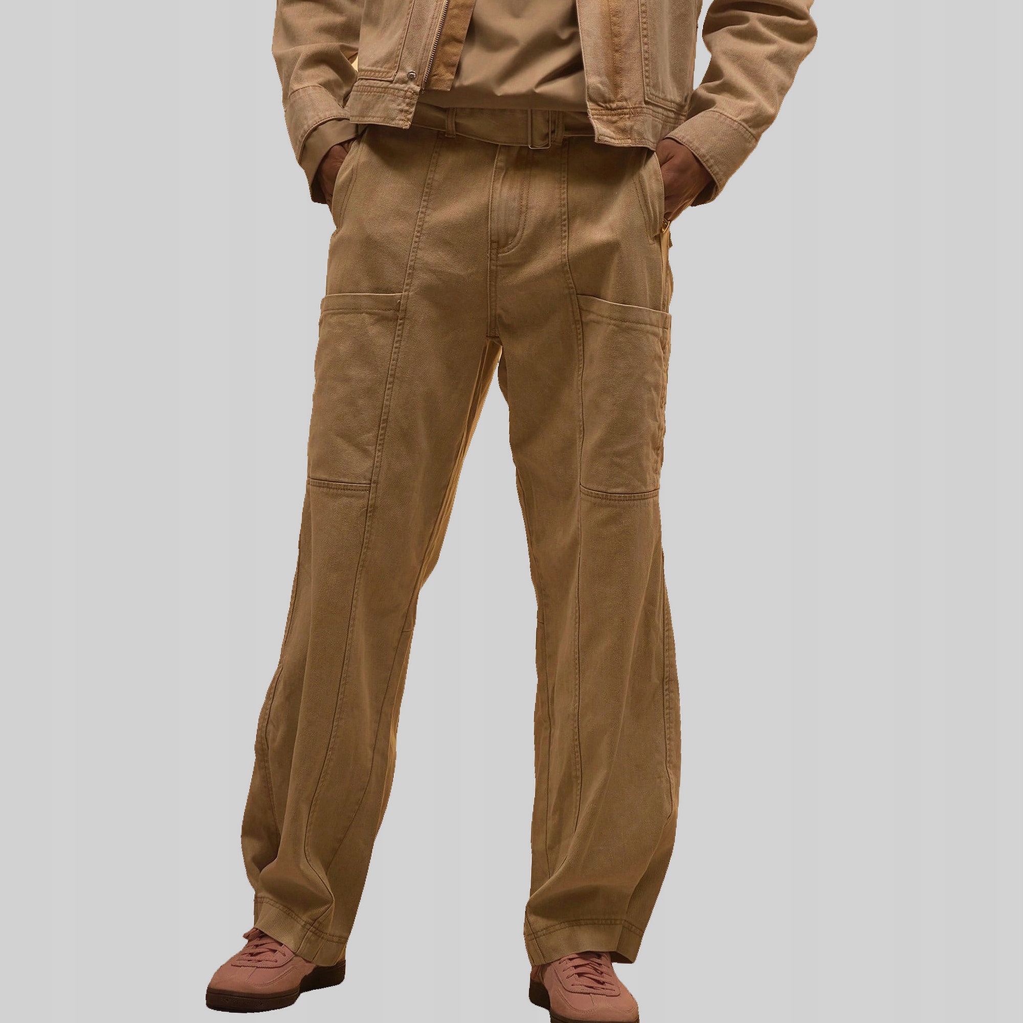 Pánské Kapsáče Volné s páskem Béžové Casual Musero XL