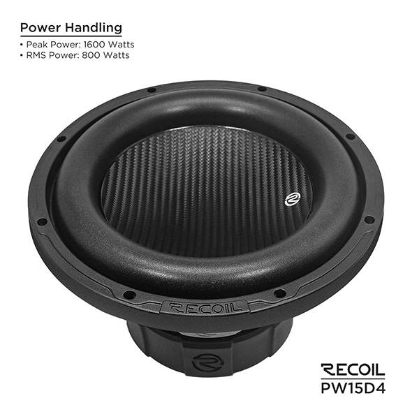 Recoil PW15D4 Subwoofer 380mm 800W Rms 2x4 Ohm 1600W Max 3" Cewka Mocny