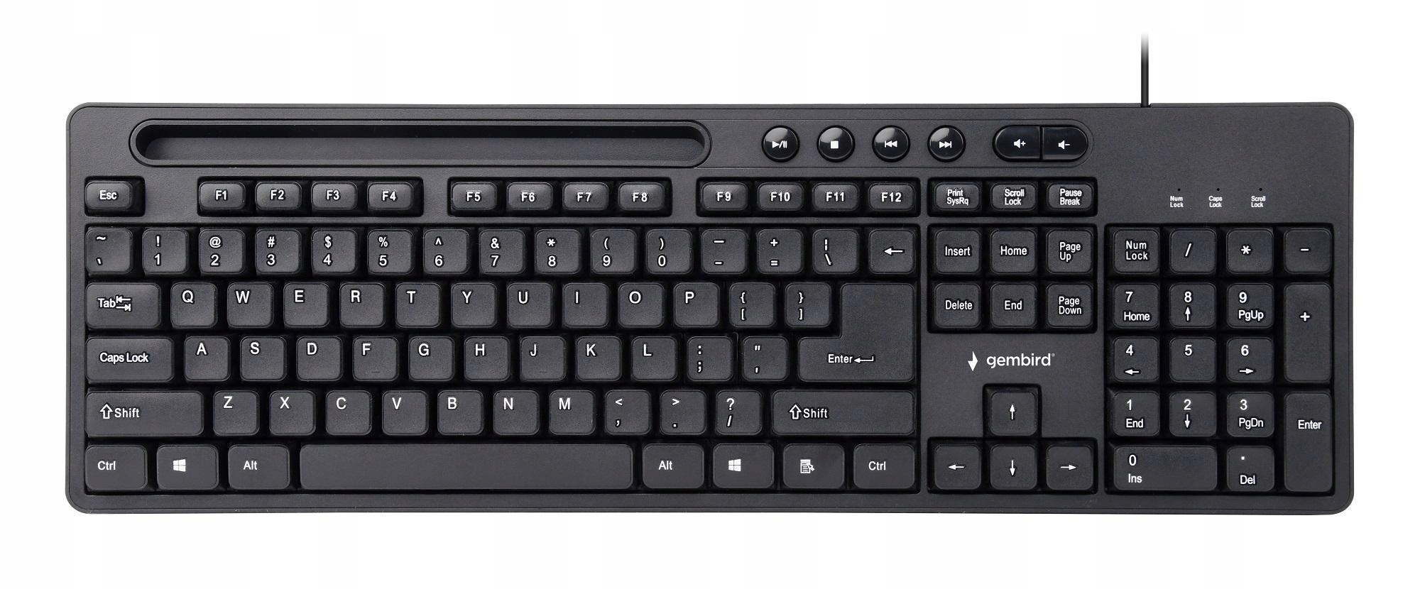 Klawiatura multimedialna z wbudowanym statywem na smartfona Gembird KB-UM-1