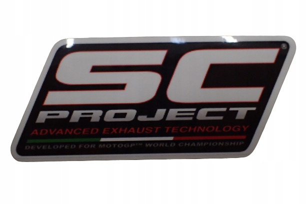 Naklejka Winylowa Motoryzacyjna Moto Exhaust Sc Project Muffler 10 x 4,3 cm