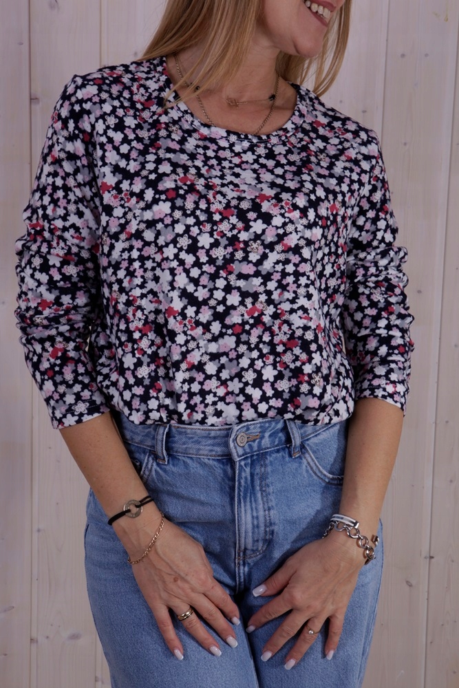 BLUZKA LEKKI SWETEREK NADRUK DROBNE KWIATUSZKI M Rozmiar M