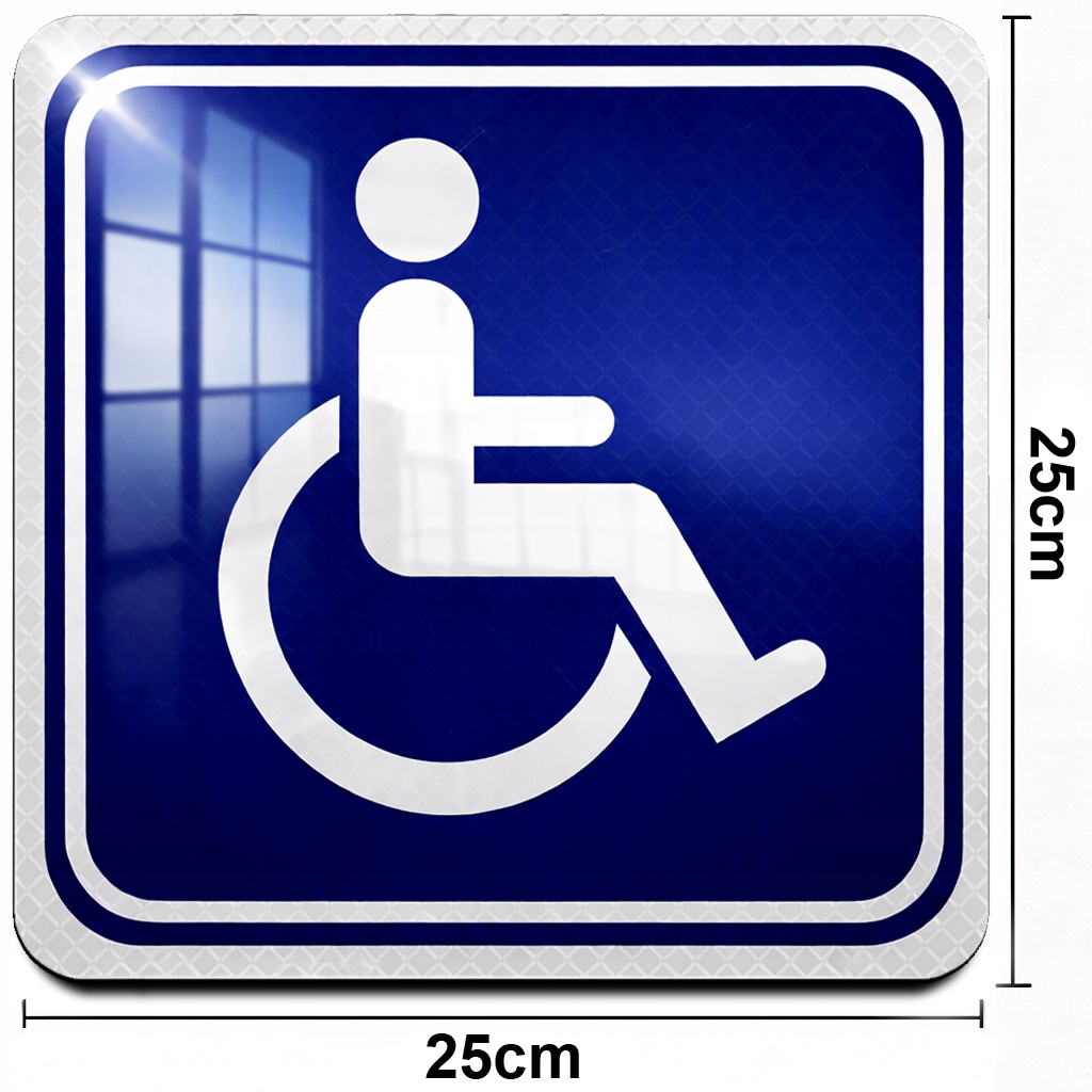 Niepełnosprawny Inwalida Znak Magnes Na Auto Samochód Odblaskowy 25x25cm