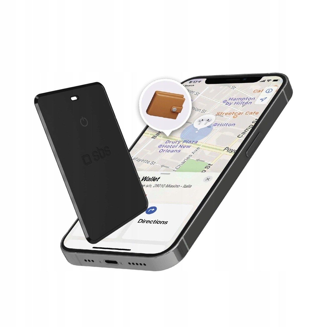 Lokalizátor Sbs Track My Card ultratenký univerzální iOS Android černý
