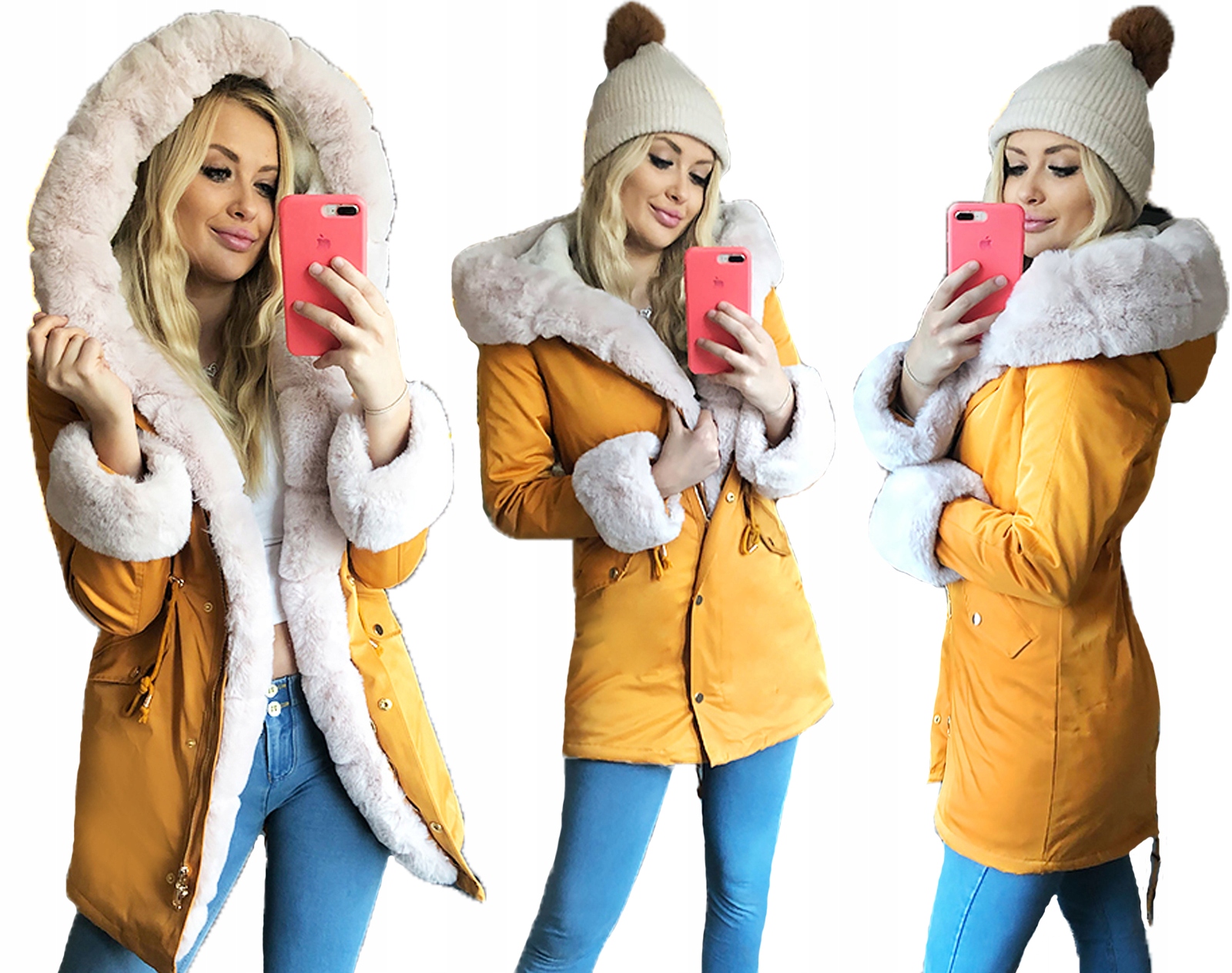 

Ciepła Parka Na Misiu, Zimowa Kurtka, Futerko XL