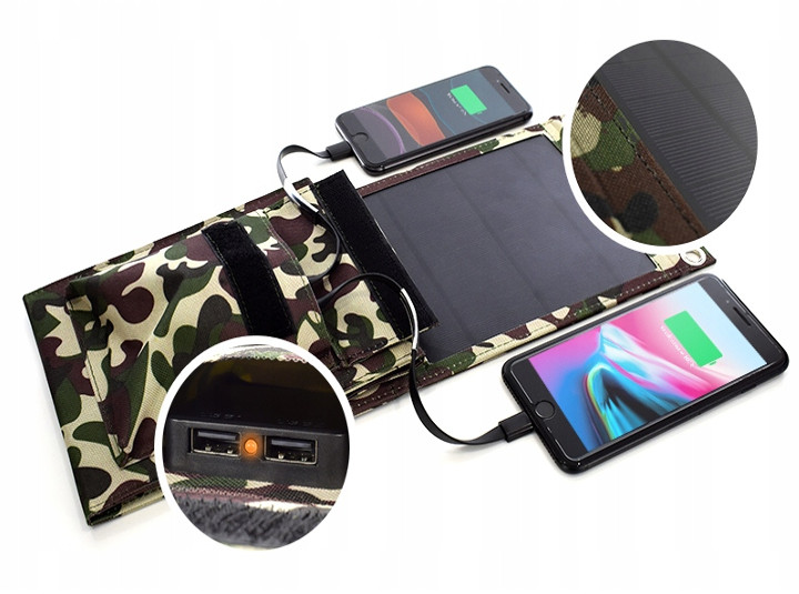 SUPER ŁADOWARKA PANELE SOLARNE Złącza USB