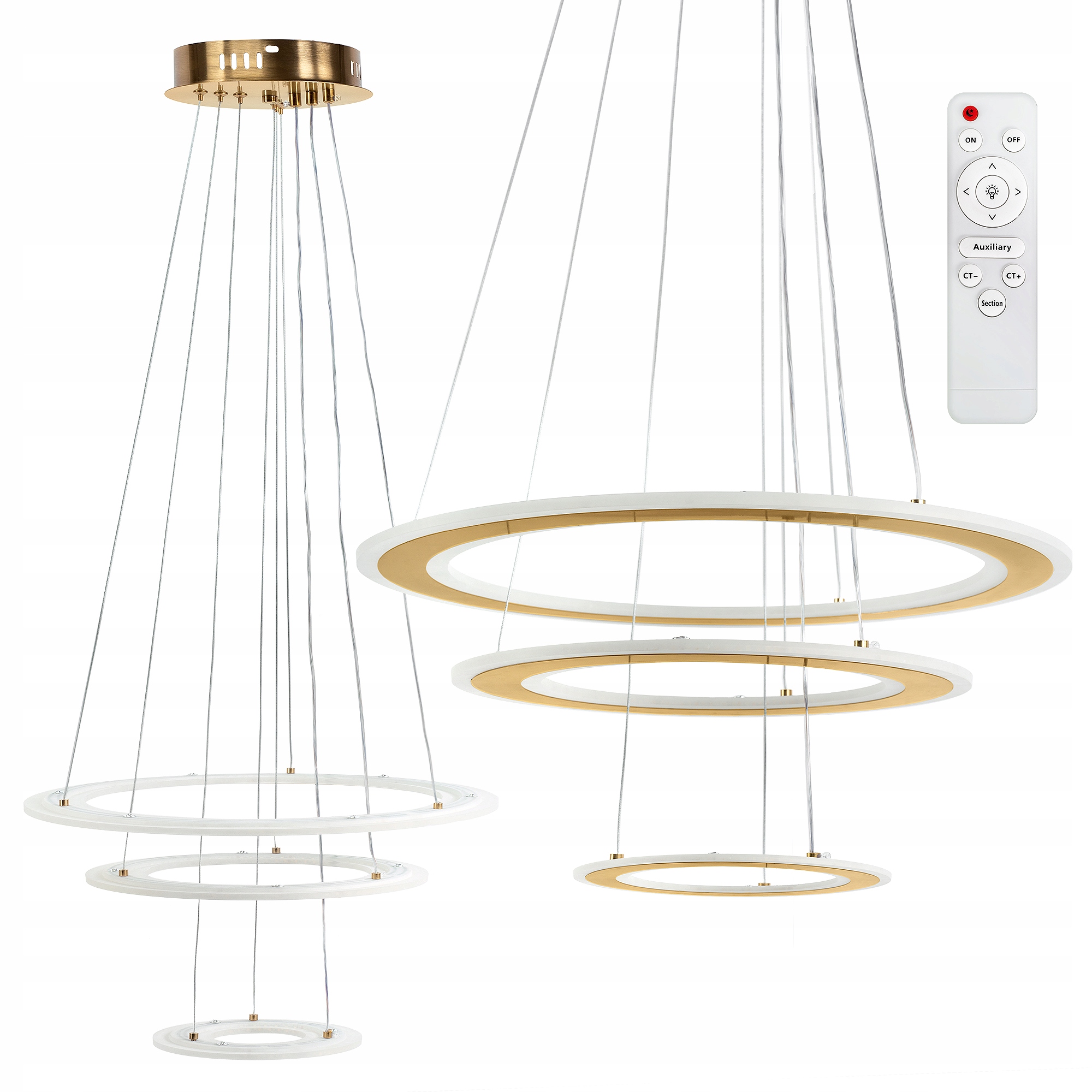 Závesná Lampa Led Zlatá Brúsená S Diaľkovým Ovládaním Ring Stmievateľná Toolight