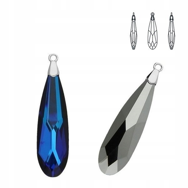 6533 MM 33 Swarovski Raindrop Bermuda Blue Rhod