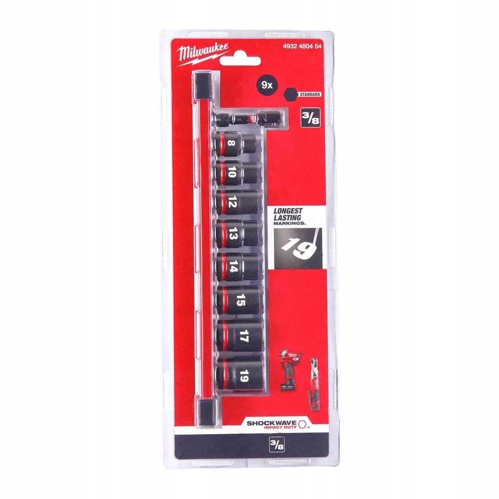 Zestaw nasadek udarowych Milwaukee 4932480454 9 el. Shockwave 3/8" 8-19mm