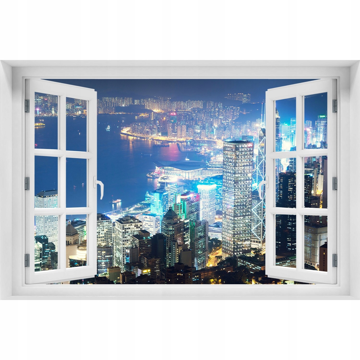 

Samoprzylepna Naklejka na ścianę Hong kong nocą