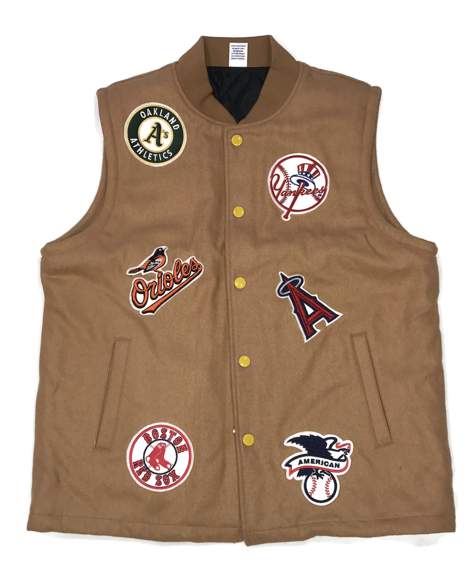 Hnědá baseballová mikina bunda bez rukávů Mlb Majestic L