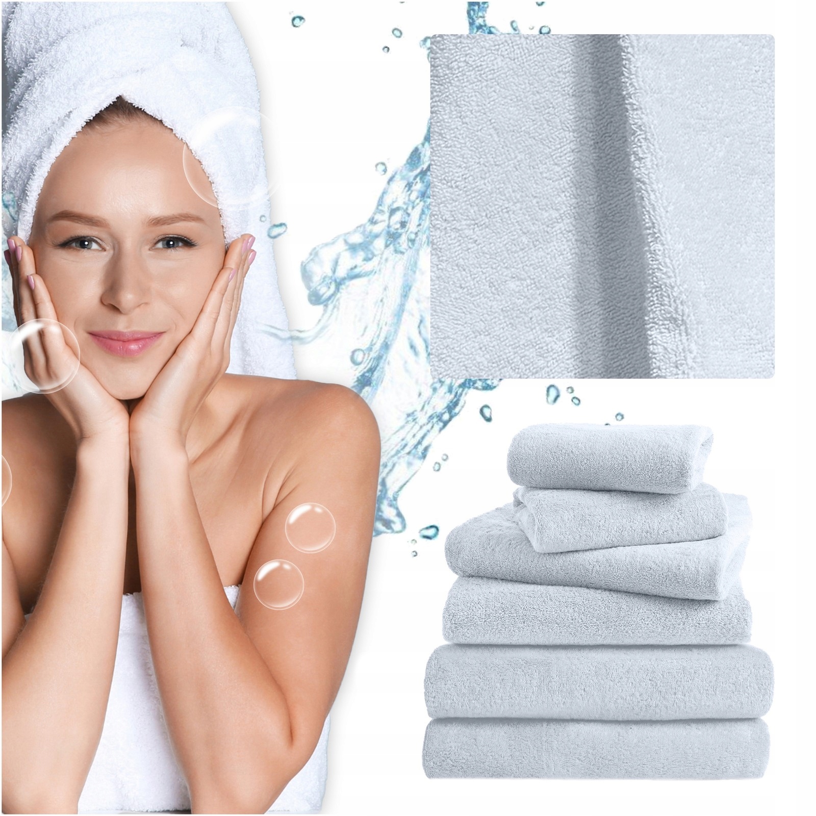 Zestaw 6 RĘCZNIKÓW kąpielowych szybkoschnących HOTEL 30x50 50x100 70x140