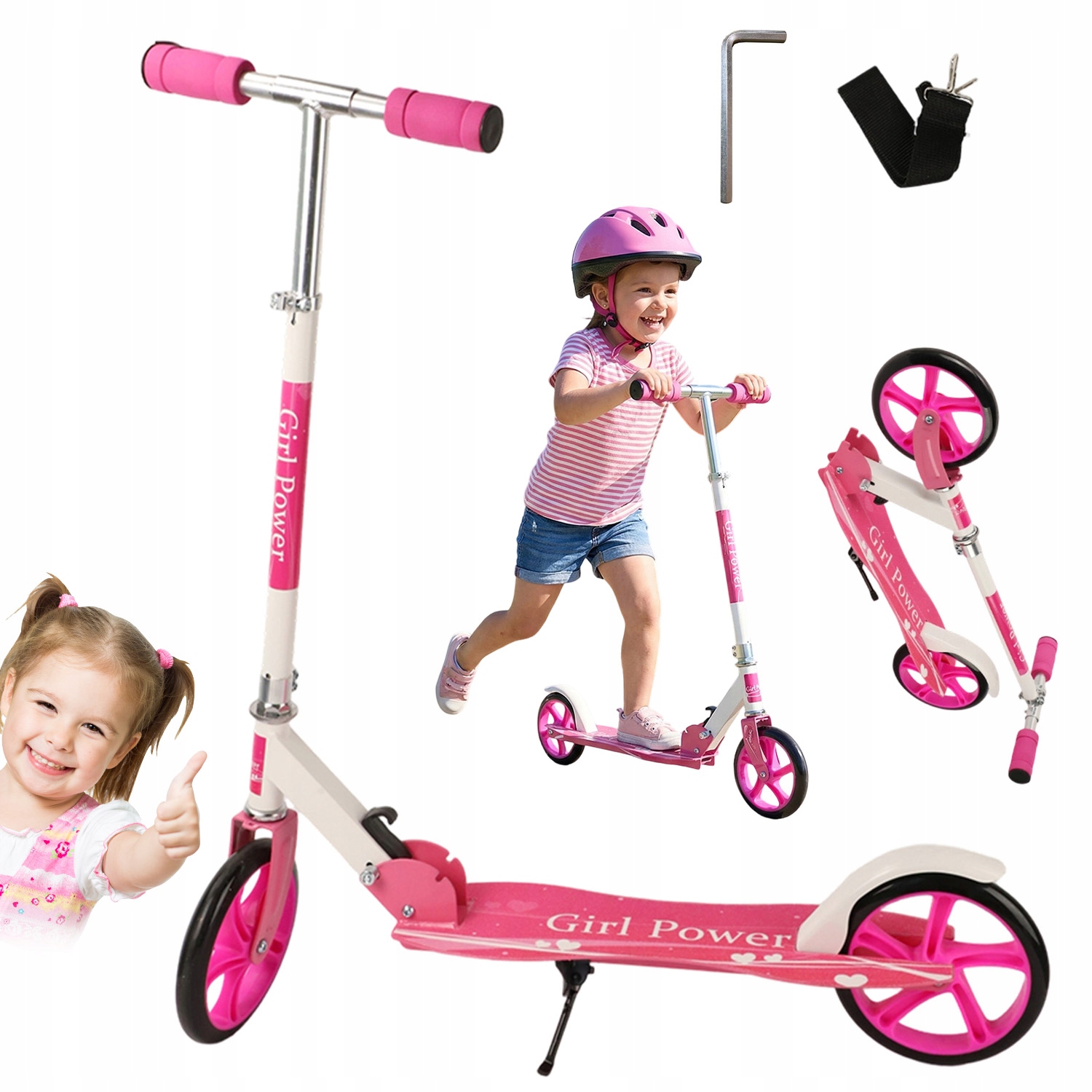 Hulajnoga Dziecięca 2 Koła Składana Różowa Od 3 Lat