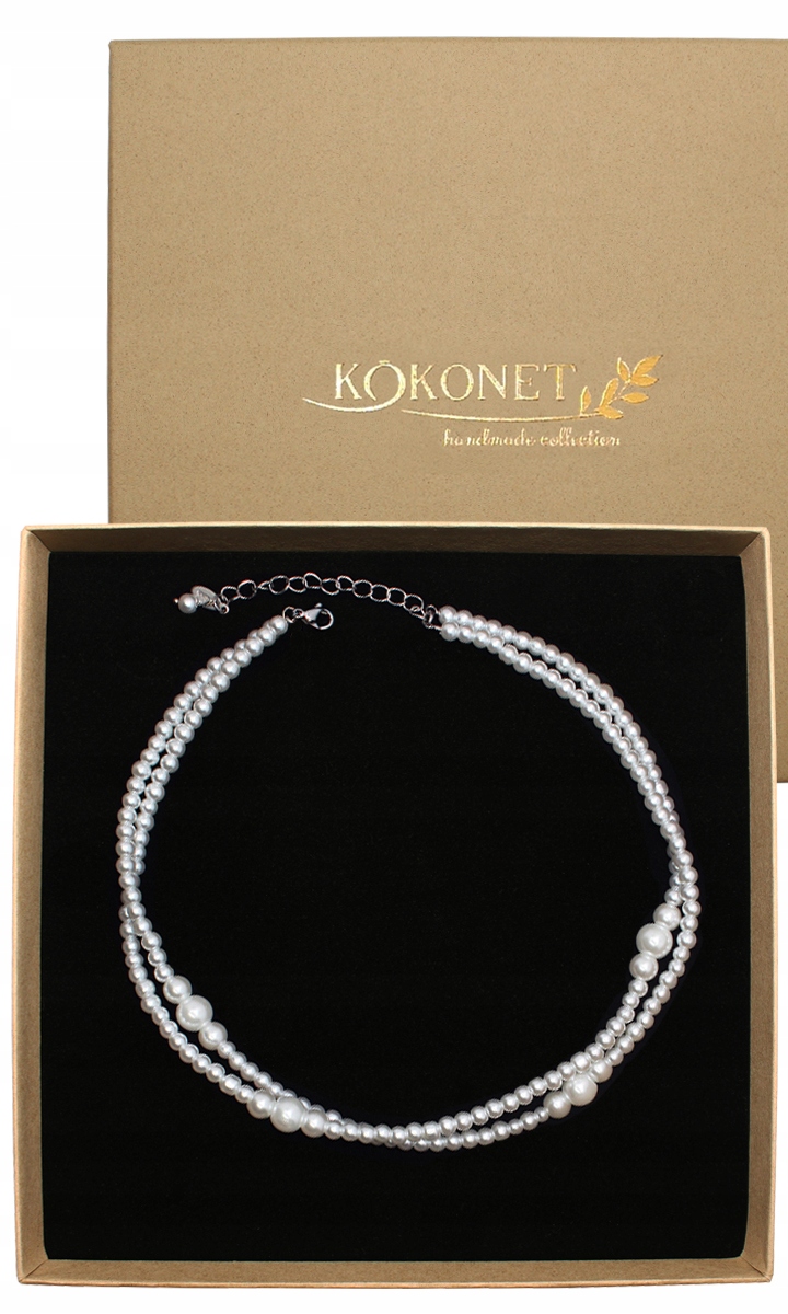 Stříbrný perlový náhrdelník choker s regulací v krabičce na dárek, elegantní