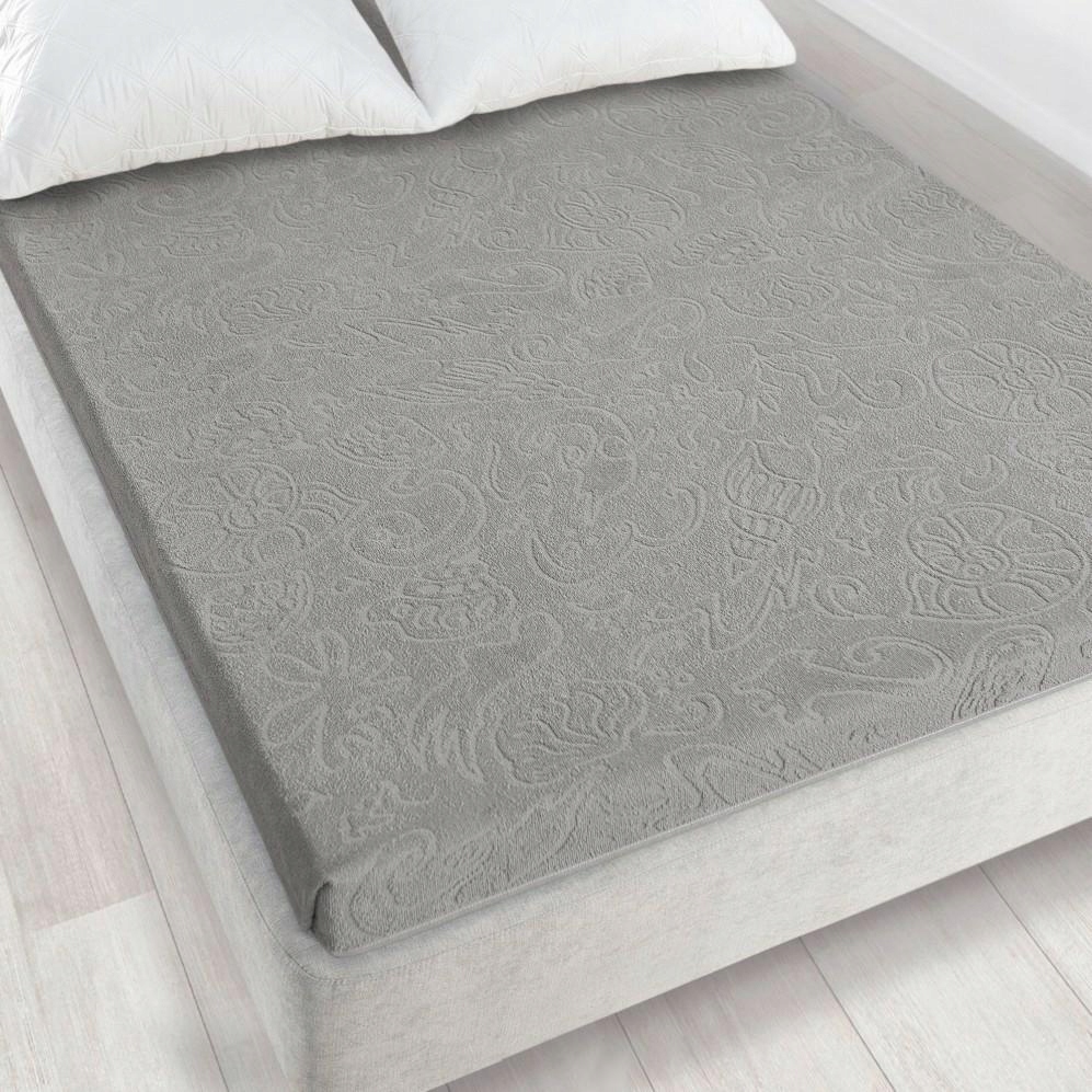 Froté prostěradlo bez gumičky 175x220 Tulipán tmavě šedé Zwoltex