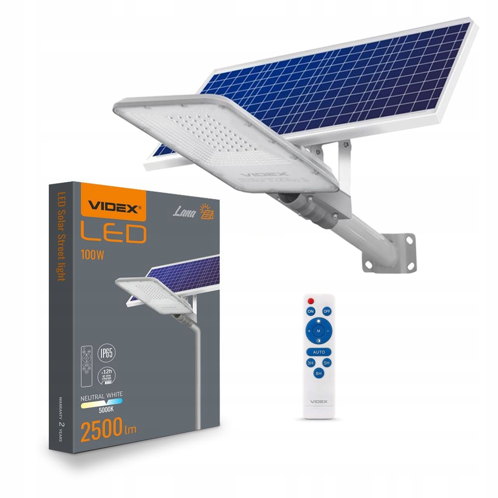 Solárna Led pouličná lampa 100 W Snímač súmraku Pilot Montážny držiak