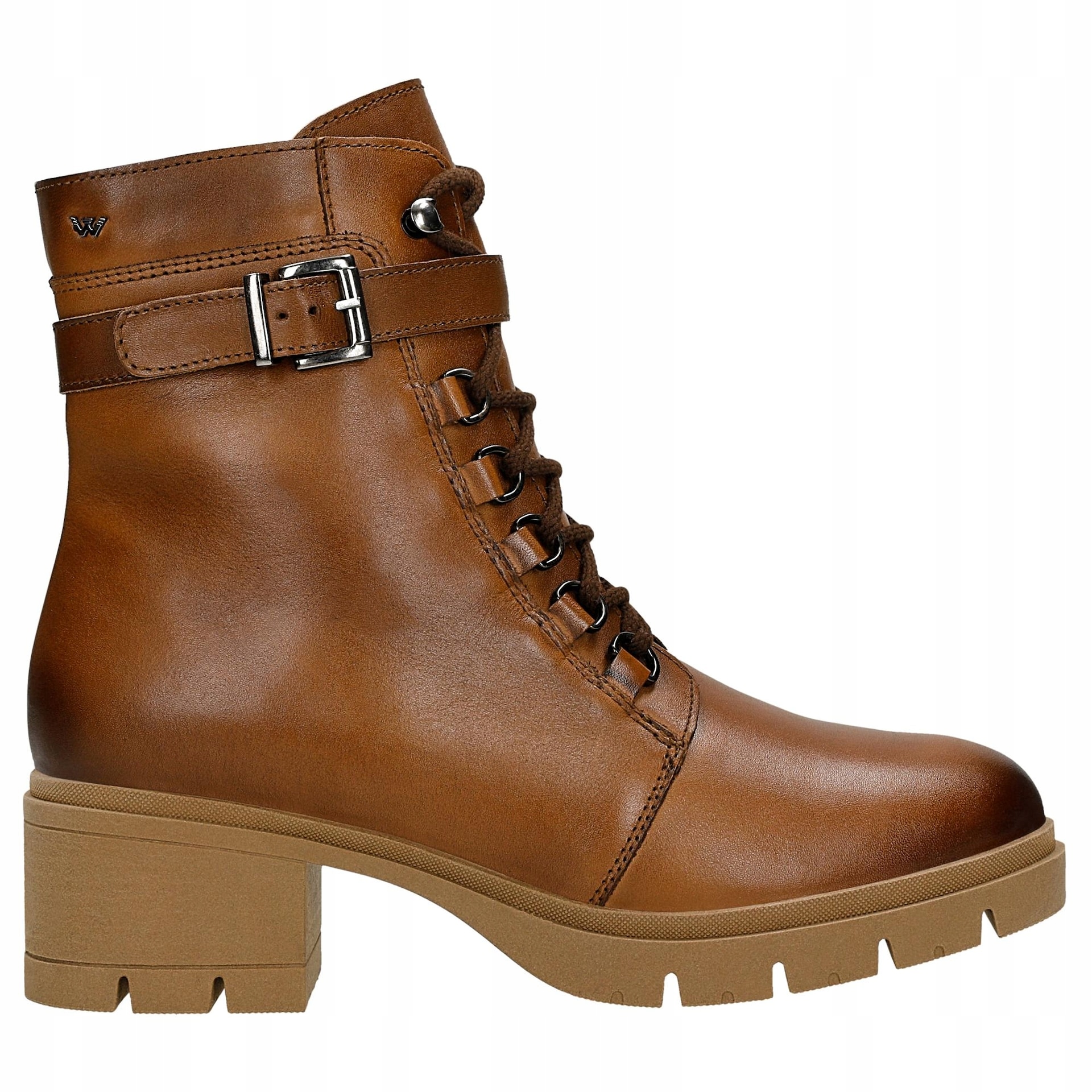 Hnědé dámské kožené boty na podpatku, velikost vel.