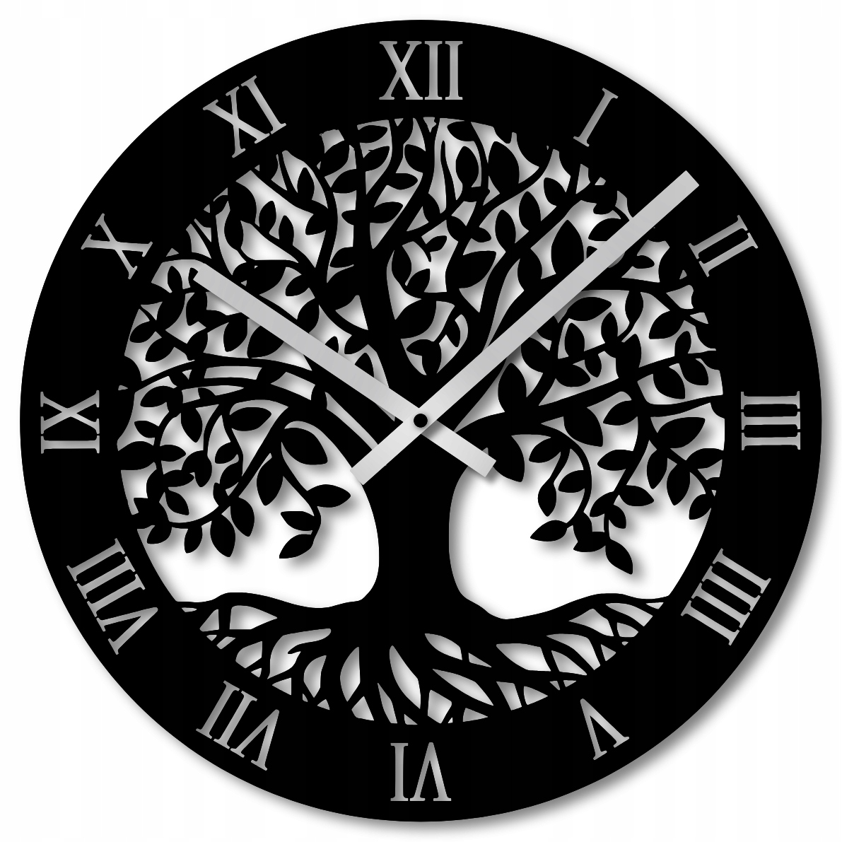 Nástěnné Hodiny 60 cm Nástěnné Hodiny Ažurové Hodiny Do Obývacího Pokoje Stromy 3D Hodiny