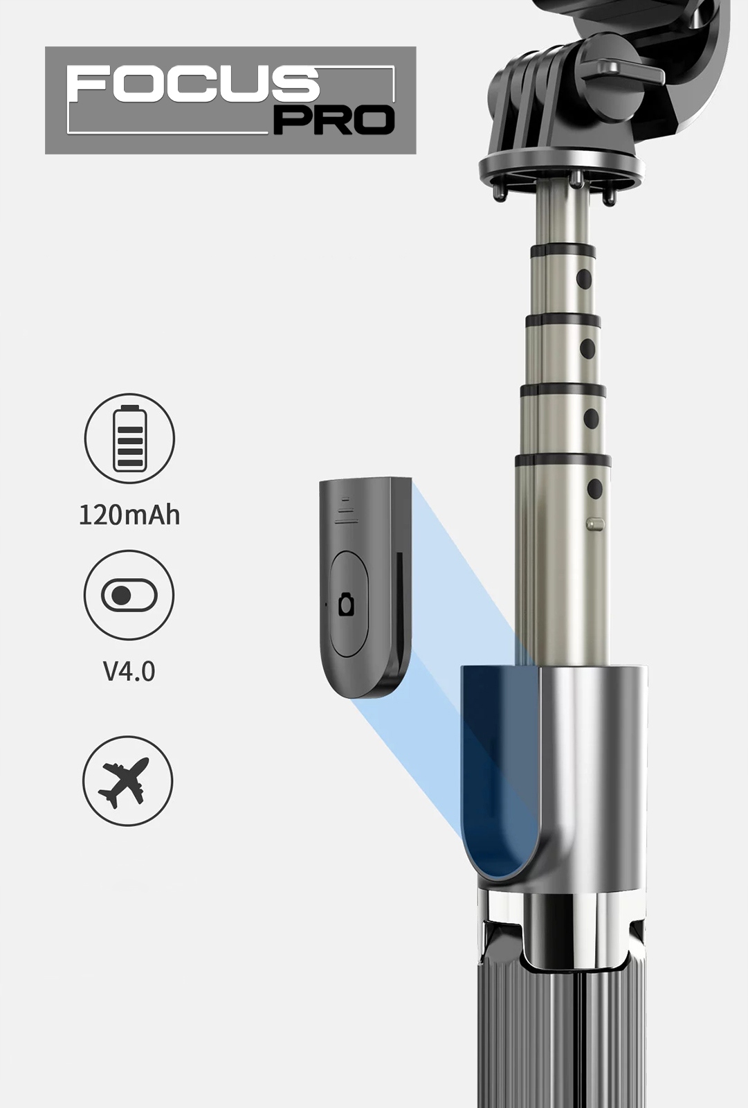 Focus PRO - Kij SELFIE STICK + GoPro Statyw Pilot Marka Inna