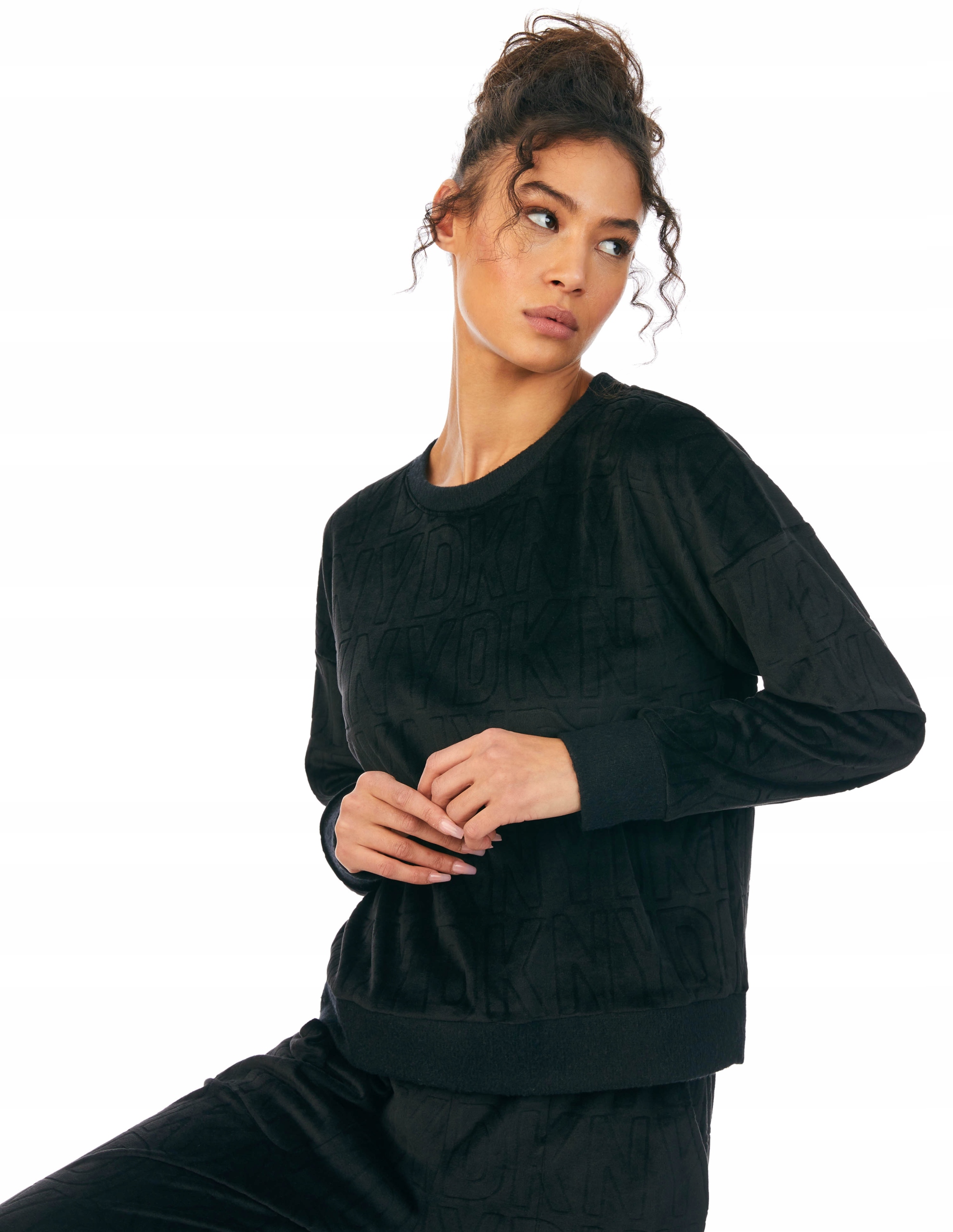 Tepláková souprava Sheared Plush & Jogger Lounge Set Dkny černá Xs