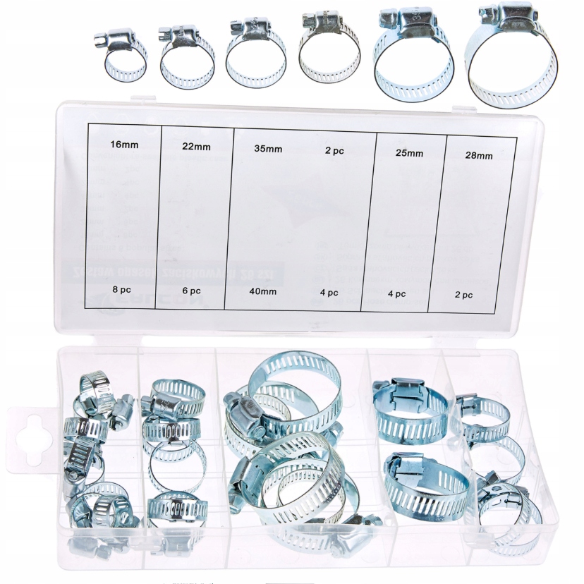 Opaski Ślimakowe Zaciskowe Metalowe Cybanty Obejmy Nierdzewne Zestaw 26 Szt