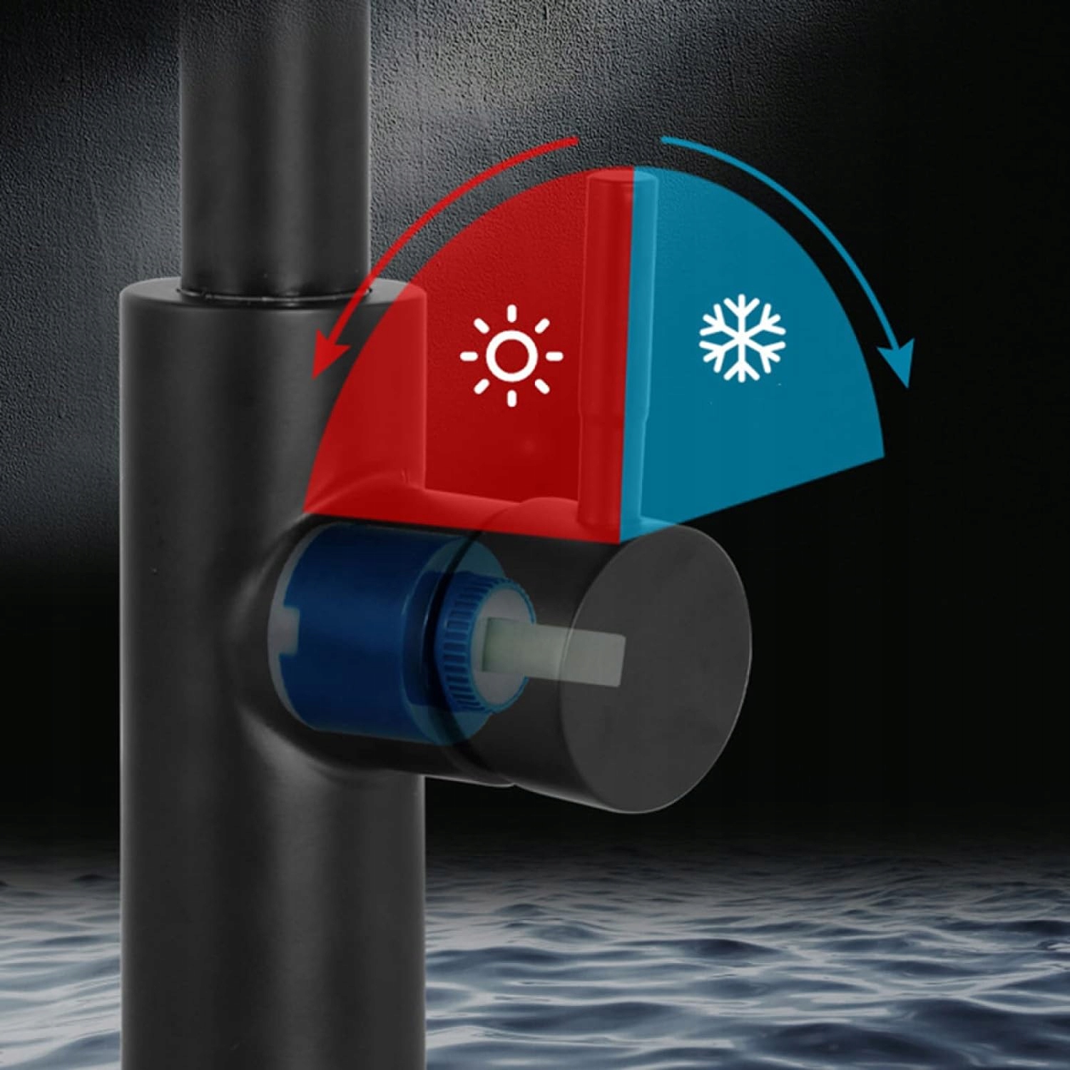 BATERIA KUCHENNA ZLEWOZMYWAKOWA CZARNA WYCIĄGANA WYLEWKA ELASTYCZNA KRAN Kolor czarny