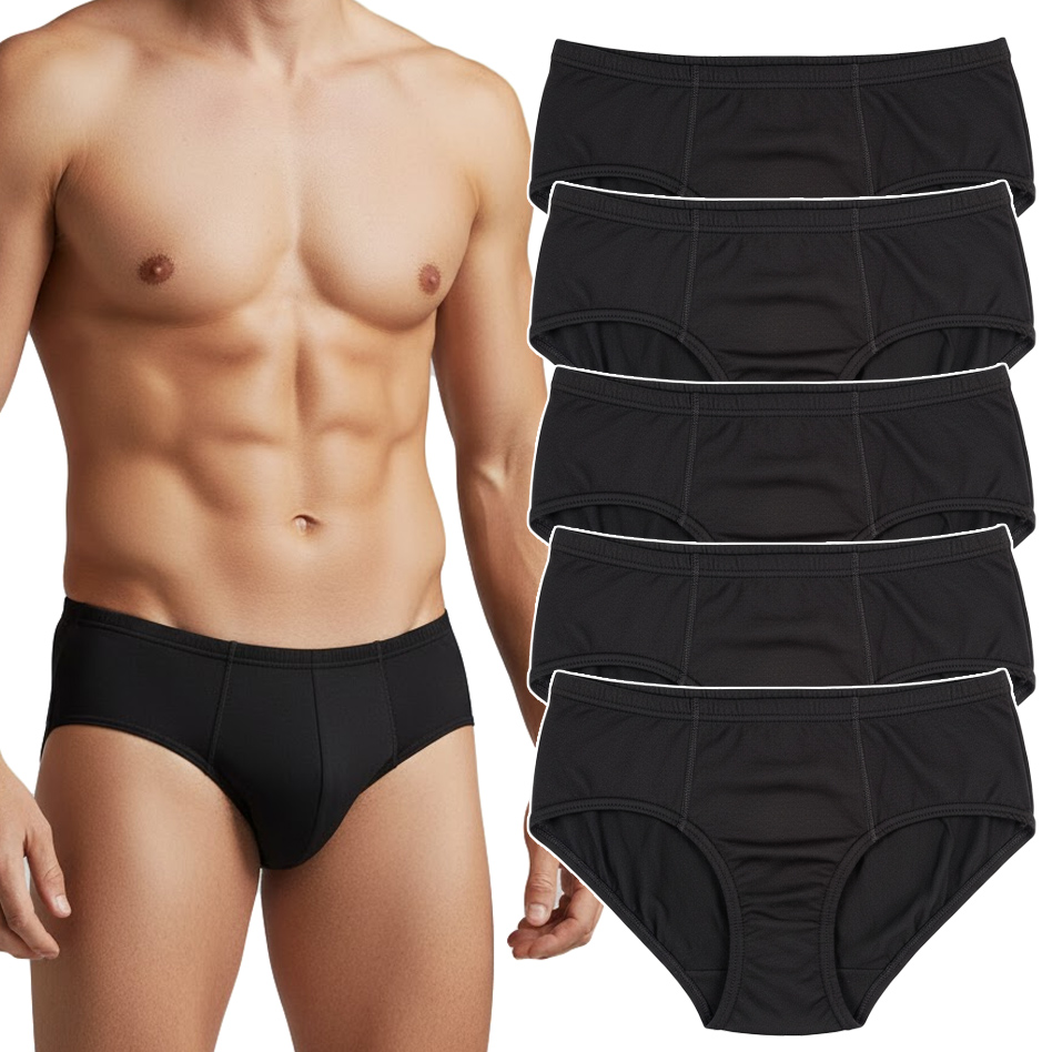 Klasické pánské slipy 100% Bavlna 5 kusů, přiléhavé hladké Slipy XXL