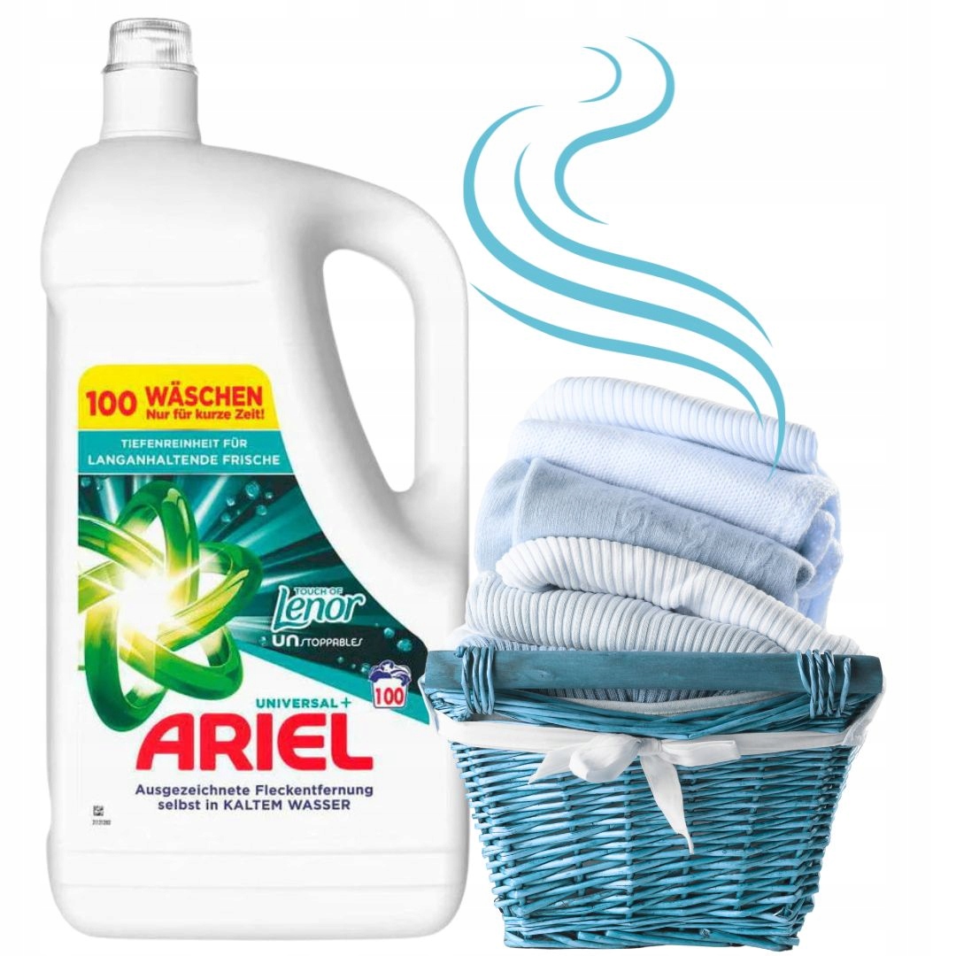 Ariel Płyn Żel Do Prania Białego I Jasnego Zapach Lenor 100 prań Universal
