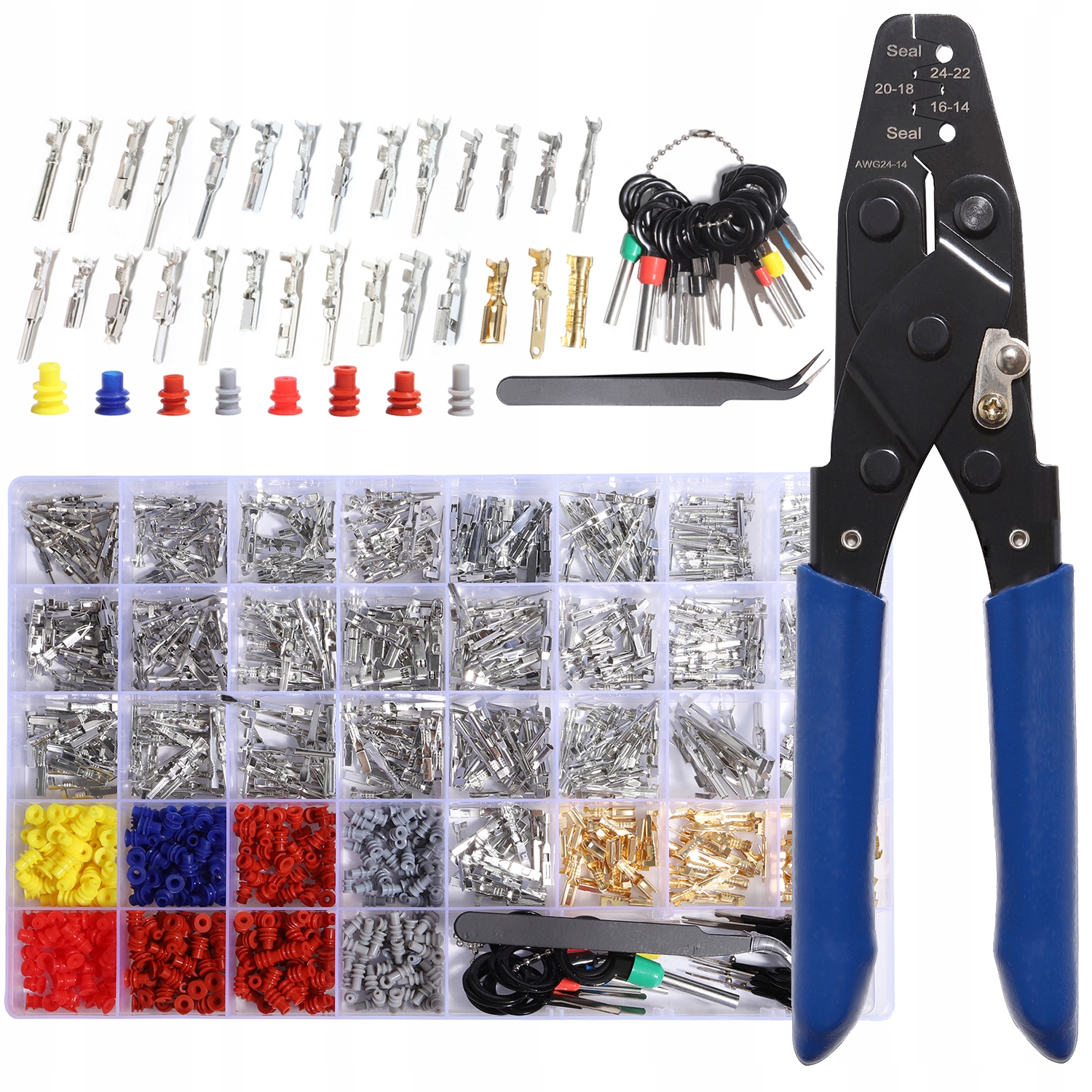 KONEKTORÓW SAMOCHODOWYCH ZESTAW KABLOWYCH KONEKTOR ZATKANEZŁĄCZA+Zaciskarka