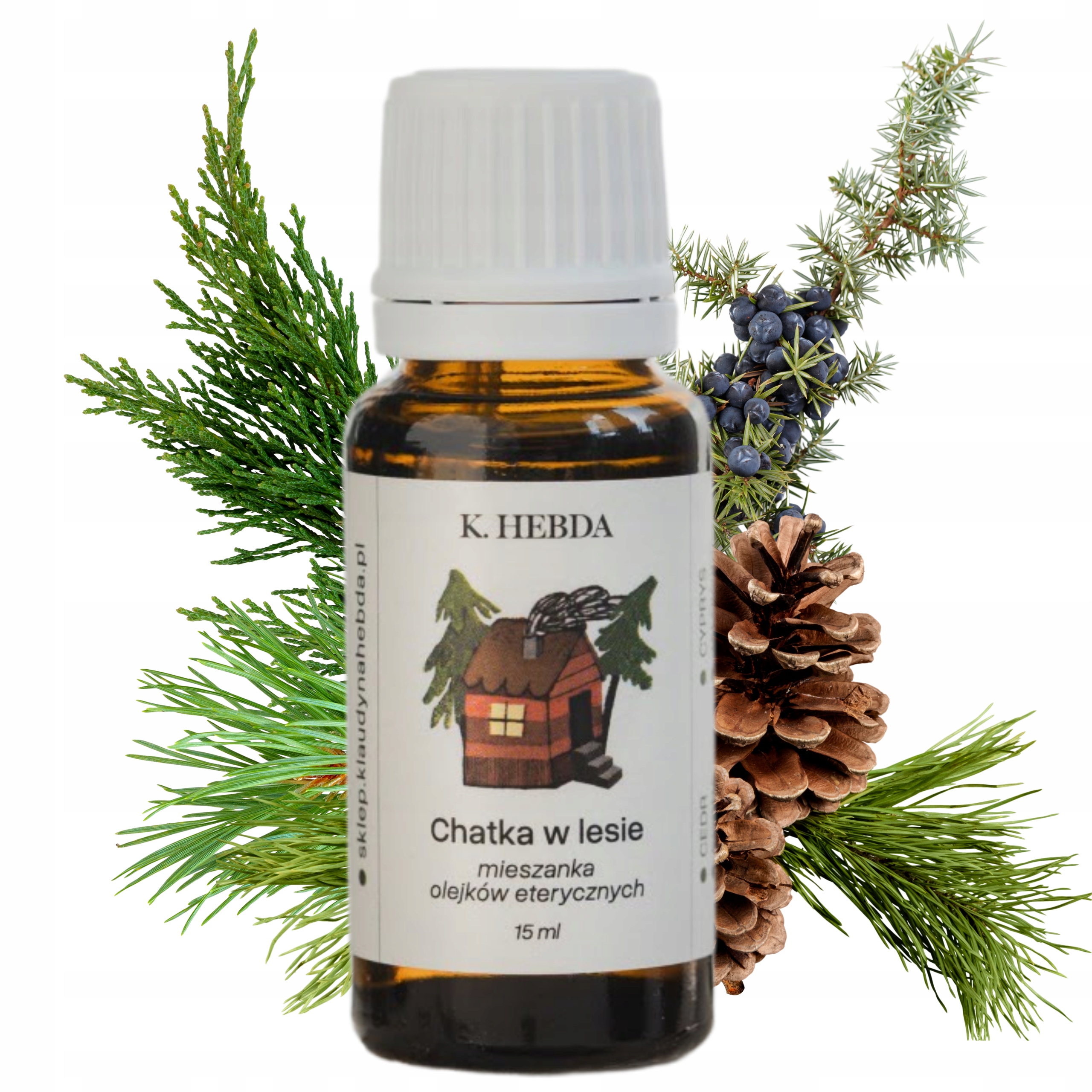 Olejek Eteryczny Sosnowy Chatka w lesie Kojący Zapach Lasu Sosna 15ml Hebda